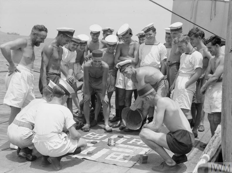 HMS Verity Game Uckers Royal Navy Second World War WW2 © IWM (A 24717)