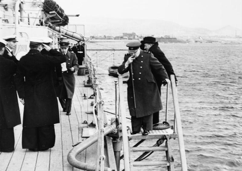 Winston Churchill on HMS Ajax during WWII