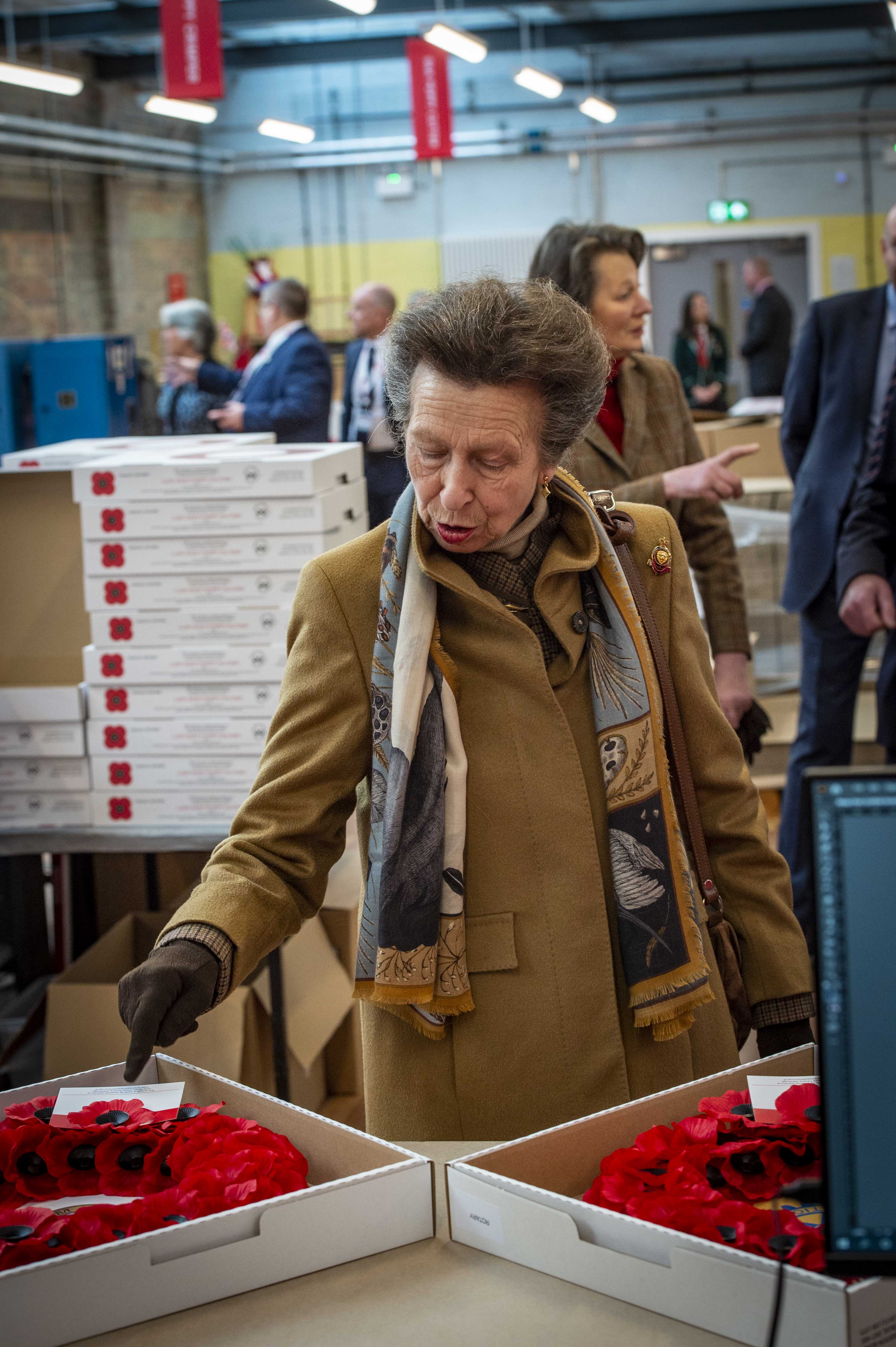 HRH Princess Royal visits Lady Haig Poppy Factory in Edinburgh, Scotland 
