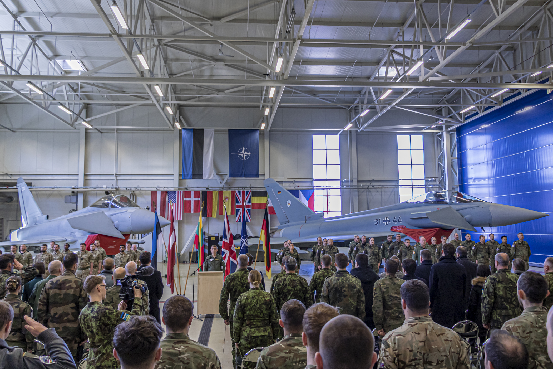 Handover ceremony at Ämari Air Base in Estonia where the RAF took command of Nato Baltic Air Policing Mission (Picture: RAF).