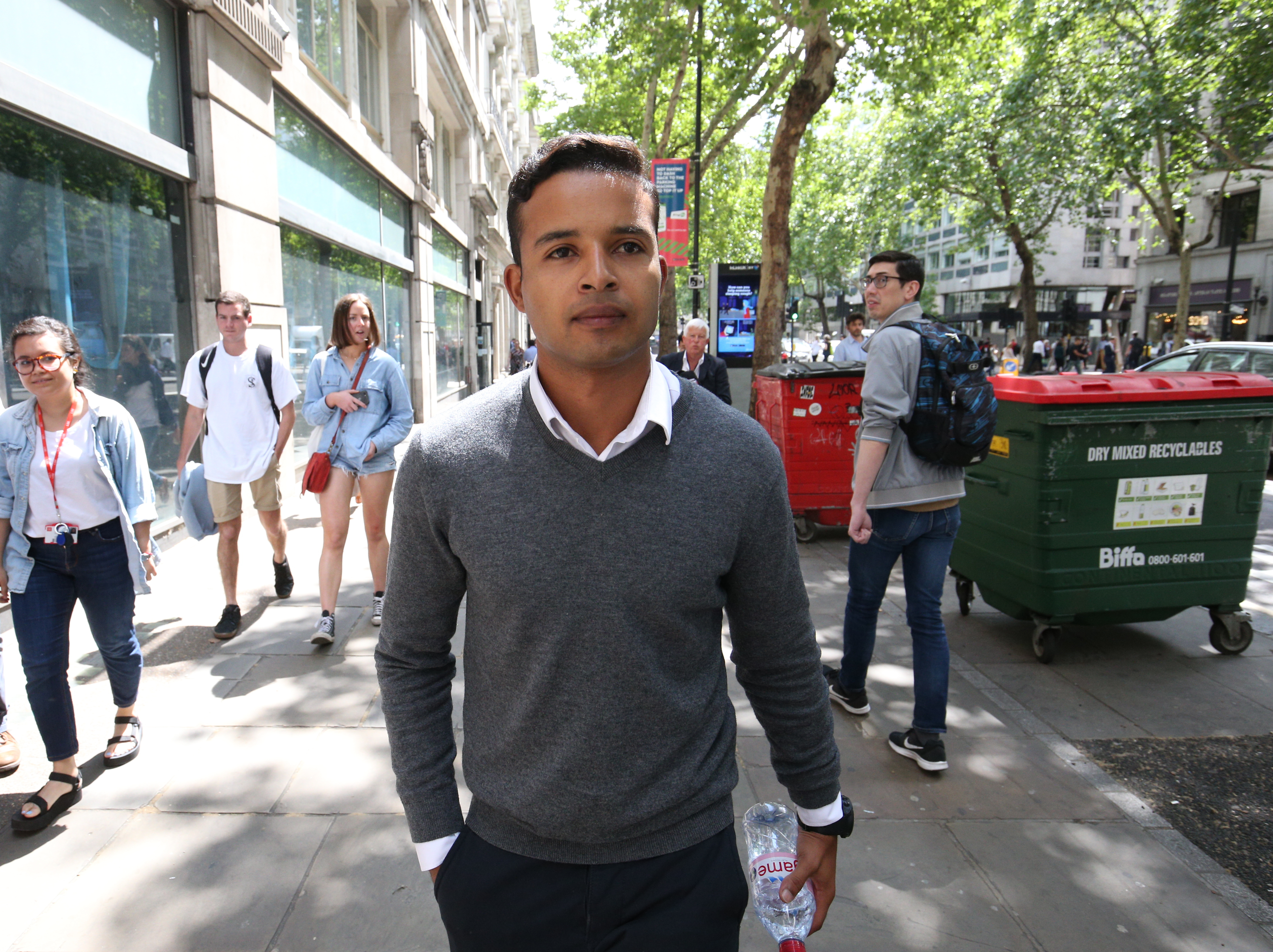 Hani Gue outside a tribunal in London after alleging he suffered racism 020719 CREDIT PA