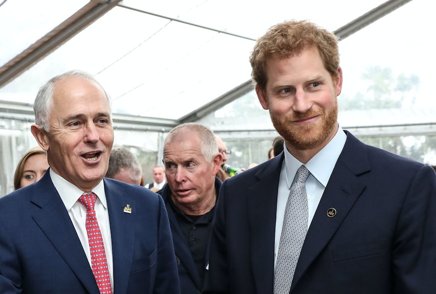Prince Harry with Malcolm Turnbull
