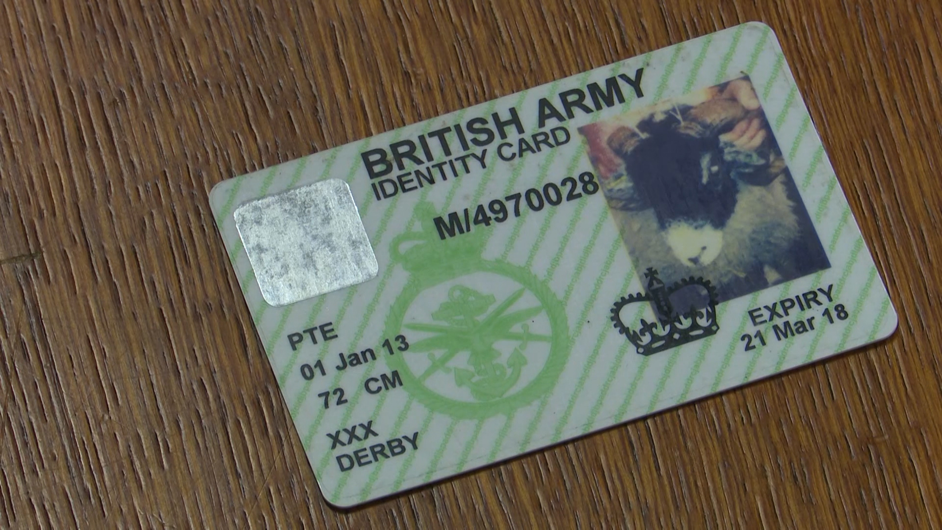 Technically, despite being an animal, it is a serving soldier – getting a wage for its rations, and an Army number.  Here you can see its predecessor’s ID card.