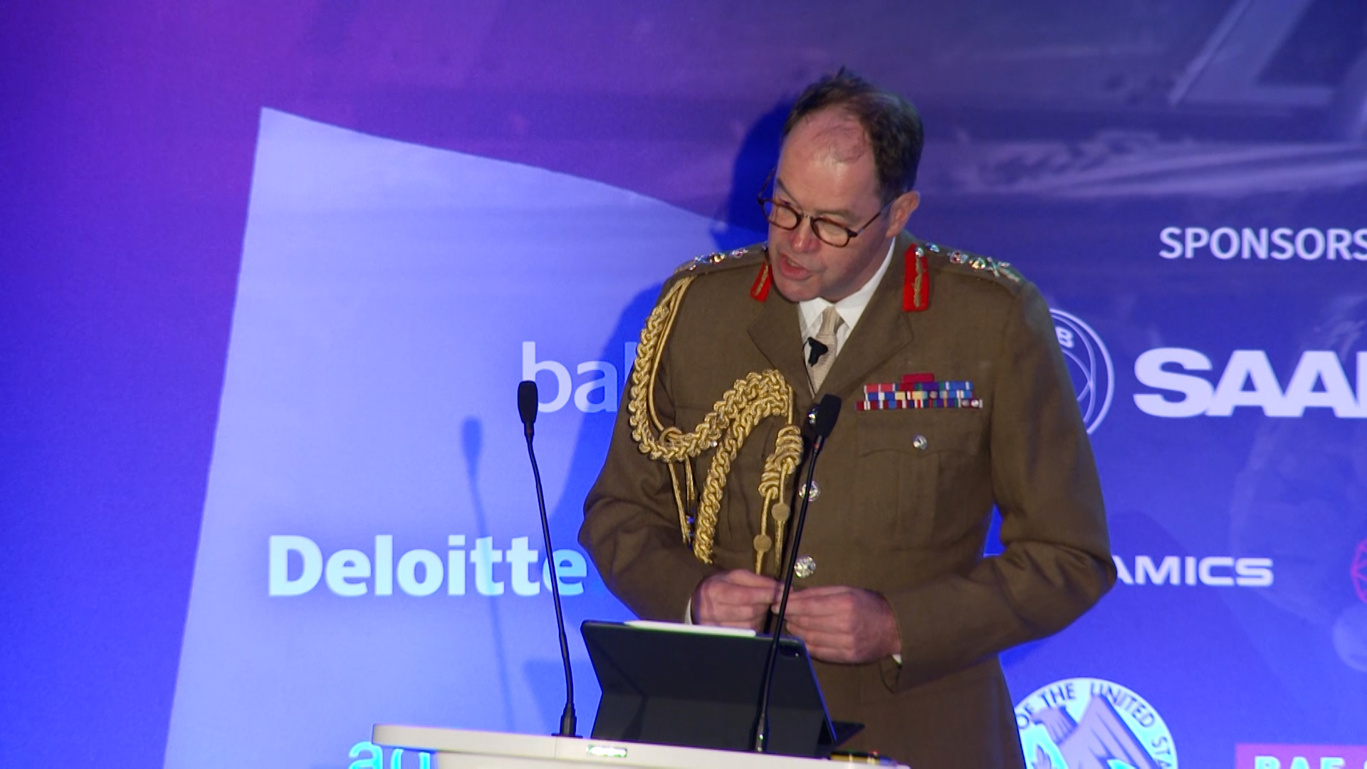 General Sir Patrick Sanders speaking at the Rusi land warfare conference.