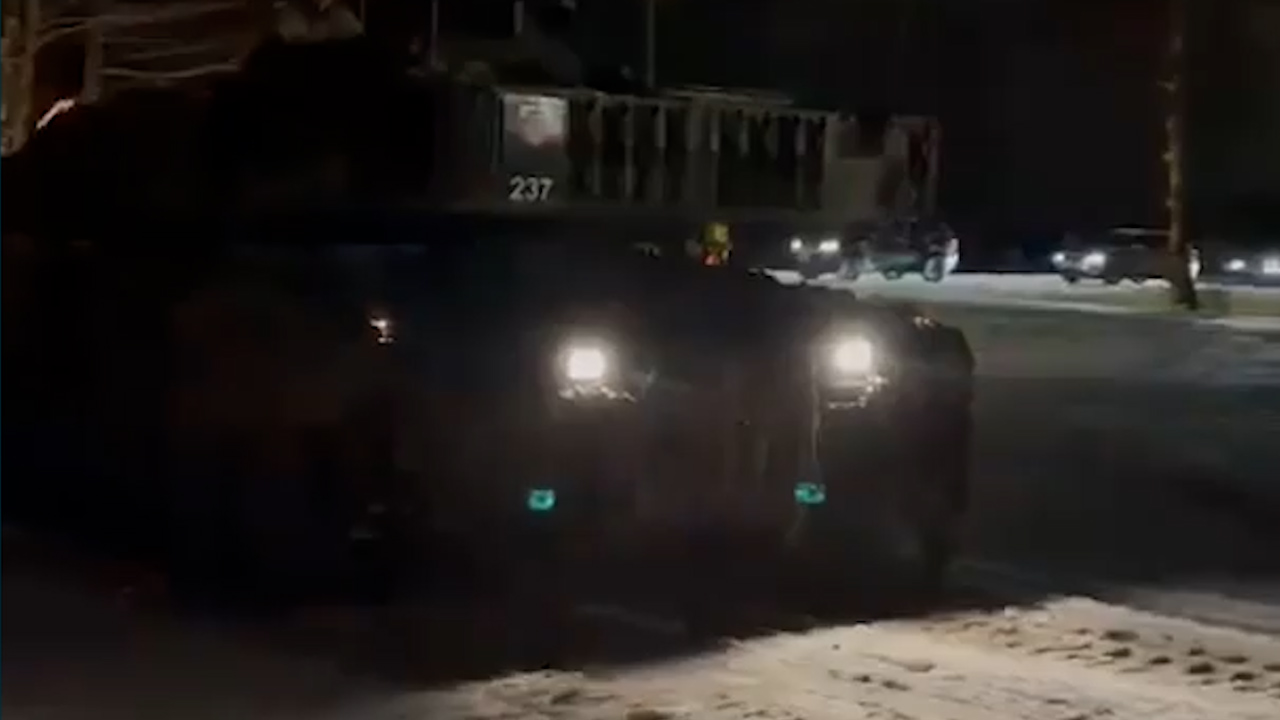 Heavy armoured vehicles moved across Estonia (Picture: MOD)