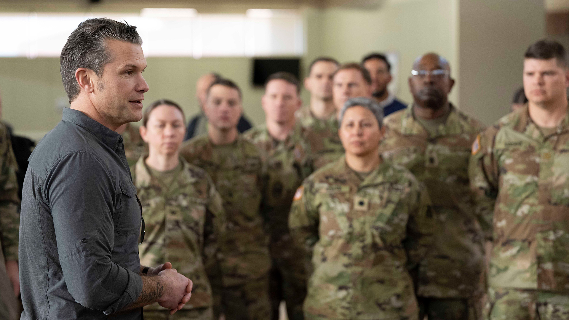 US Defence Secretary Pete Hegseth meets with troops at Fort Bliss, Texas, in February 2025. (Picture: US DOD)
