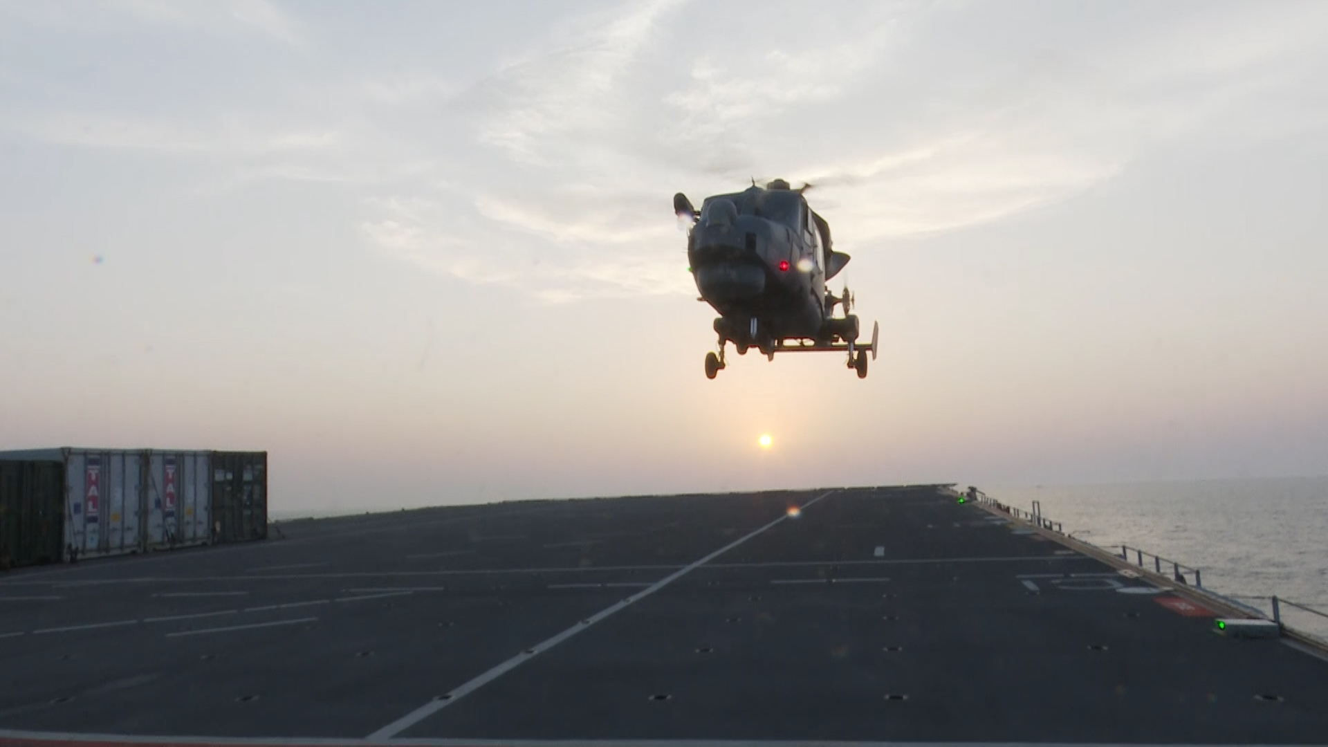	Helicopter lands on HMS Albion 021118 CREDIT BFBS