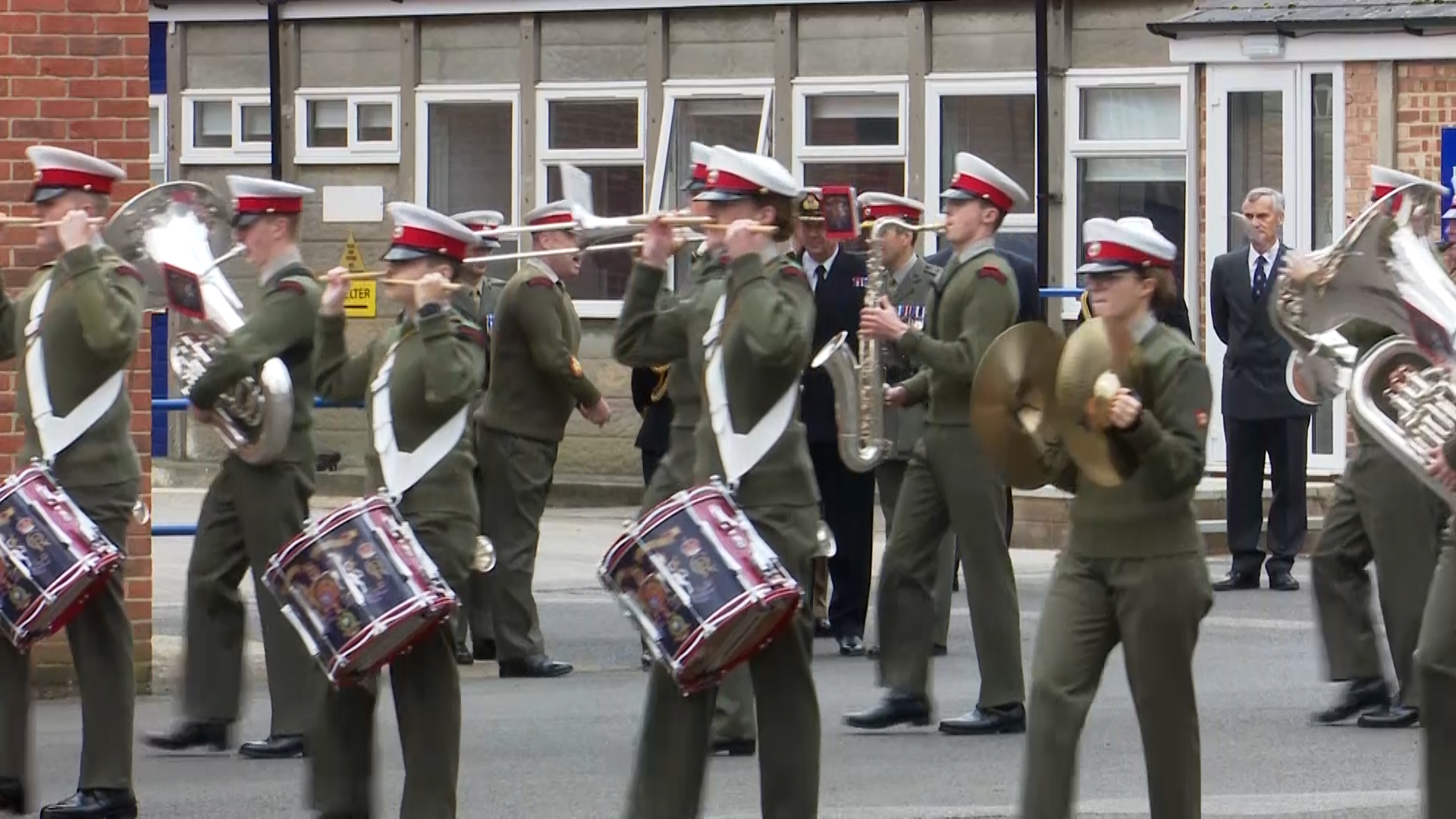 Her Royal Highness spent the morning at the new facility, arriving to a performance from the Royal Marines Band.