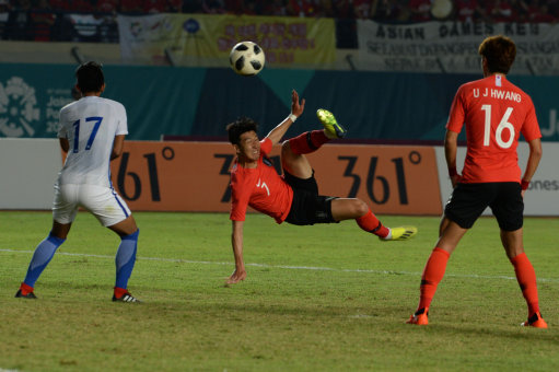 Heung-Min Son playing for South Korea at the Asian Games (Picture: PA).