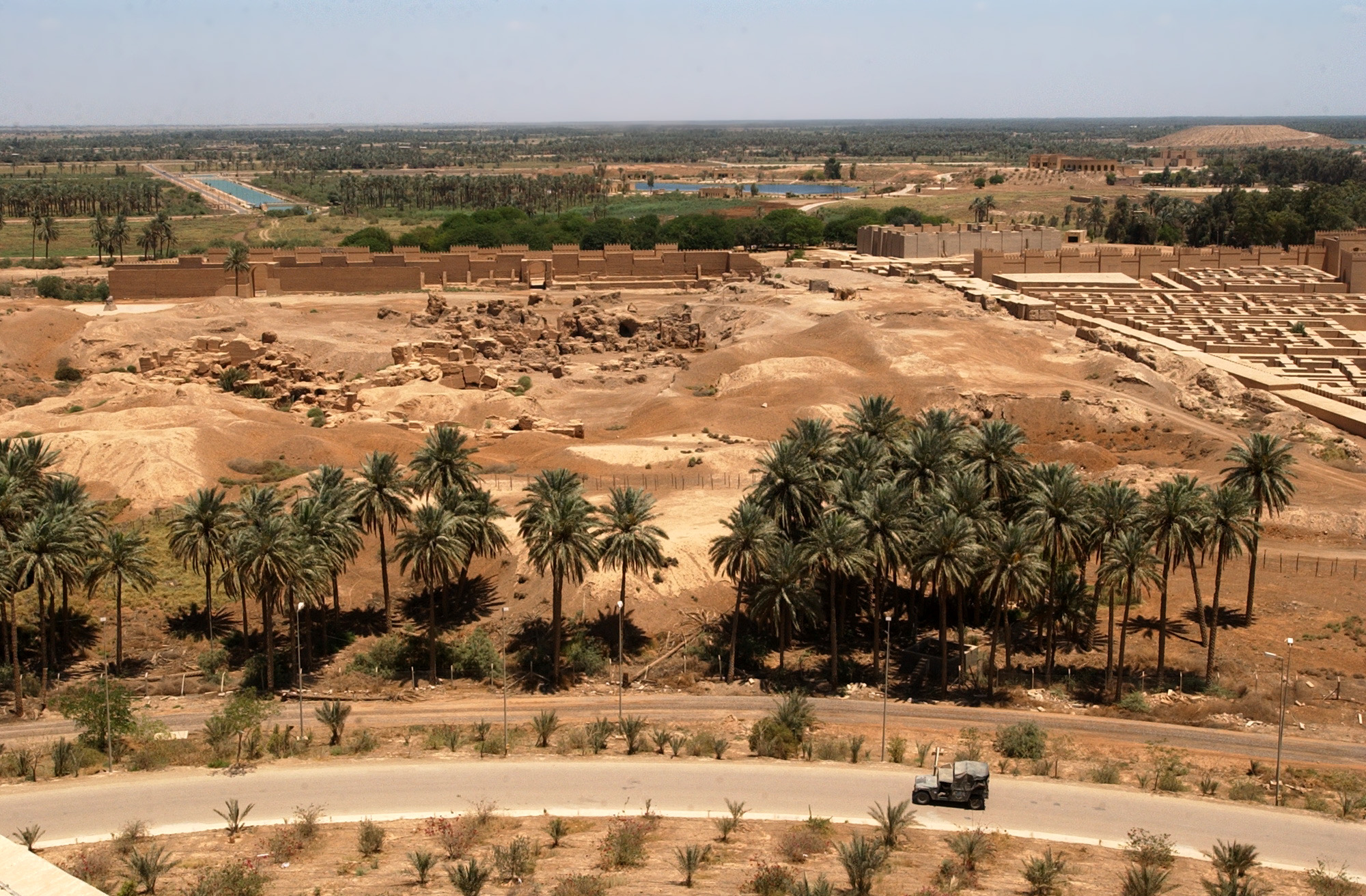 The ruins of ancient Babylon seen from Saddam Hussein’s palace