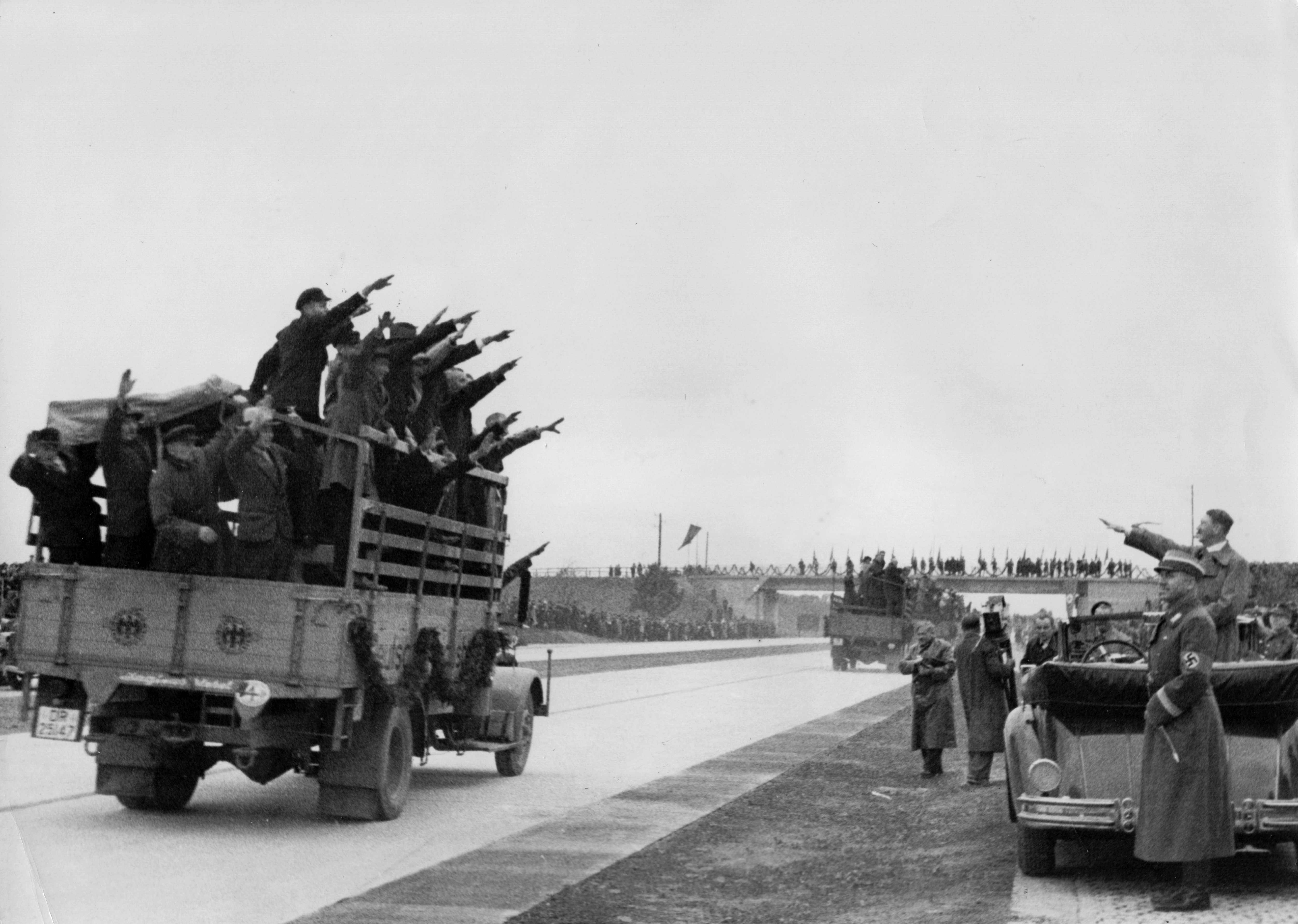 Hitler pictured opening the Reich Autobahn Breslau-Liegnitz (today known as the A4 in Poland) on September 27, 1936 (Picture: PA)
