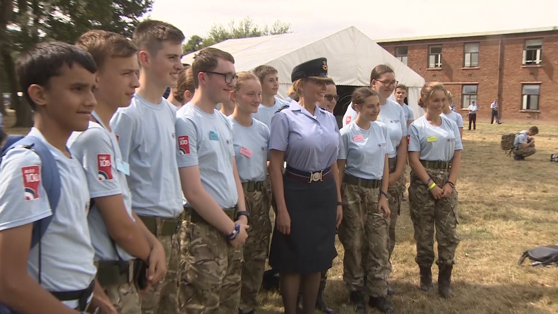 Honorary Captain Carol Voderman with a group of Air Cadets.