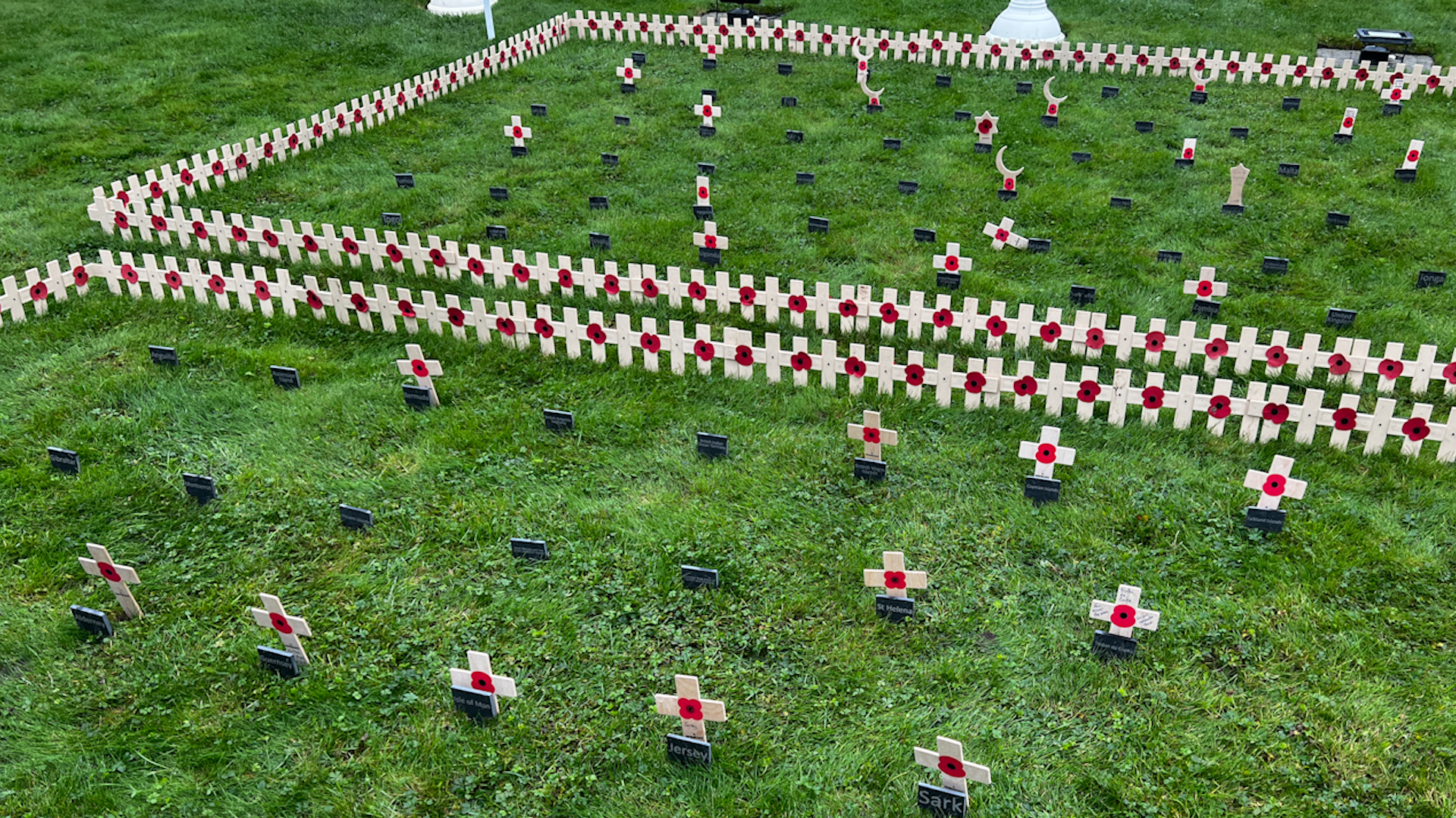 House of Commons Gardens of Remembrance with Remembrance stakes representing each of the 650 constituencies in the UK 281024 CREDIT BFBS