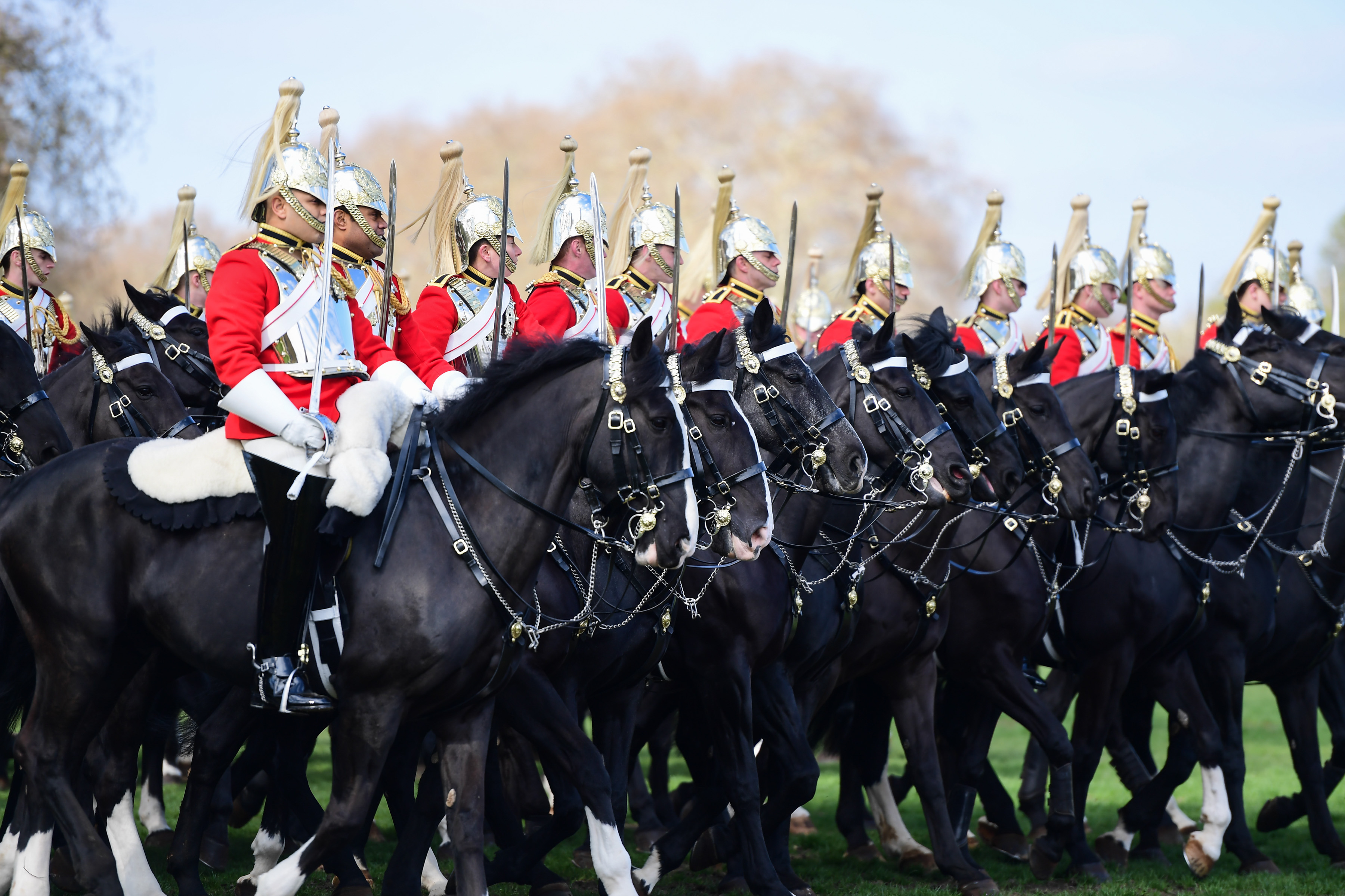 Household Cavalry Mounted Regiment on parade for the Major General's Inspection in Hyde Park