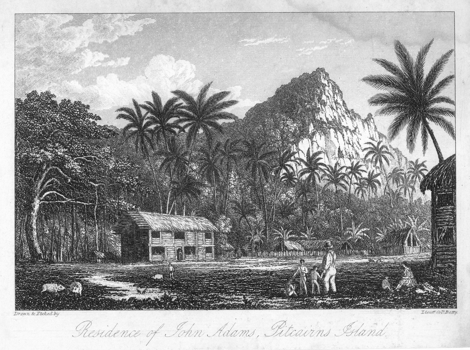 Image ID FF6ECN Home of John Adams, alias Alexander Smith, the last surviving mutineer of HMS Bounty 1831 EXP 04.01.23 CREDIT GRANGER Historical Picture Archive Alamy Stock Photo