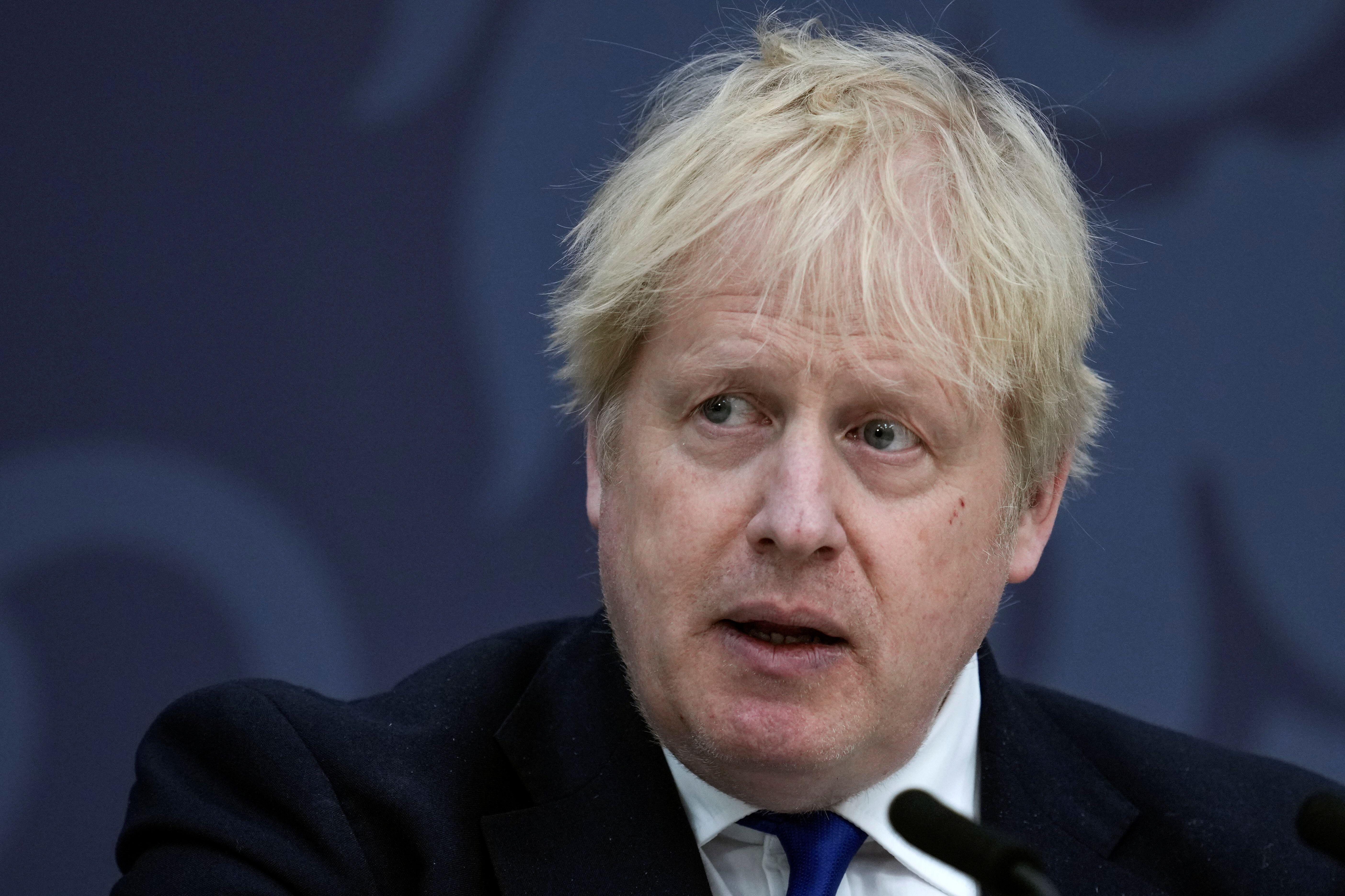 Boris Johnson giving speech at Lydd Airport