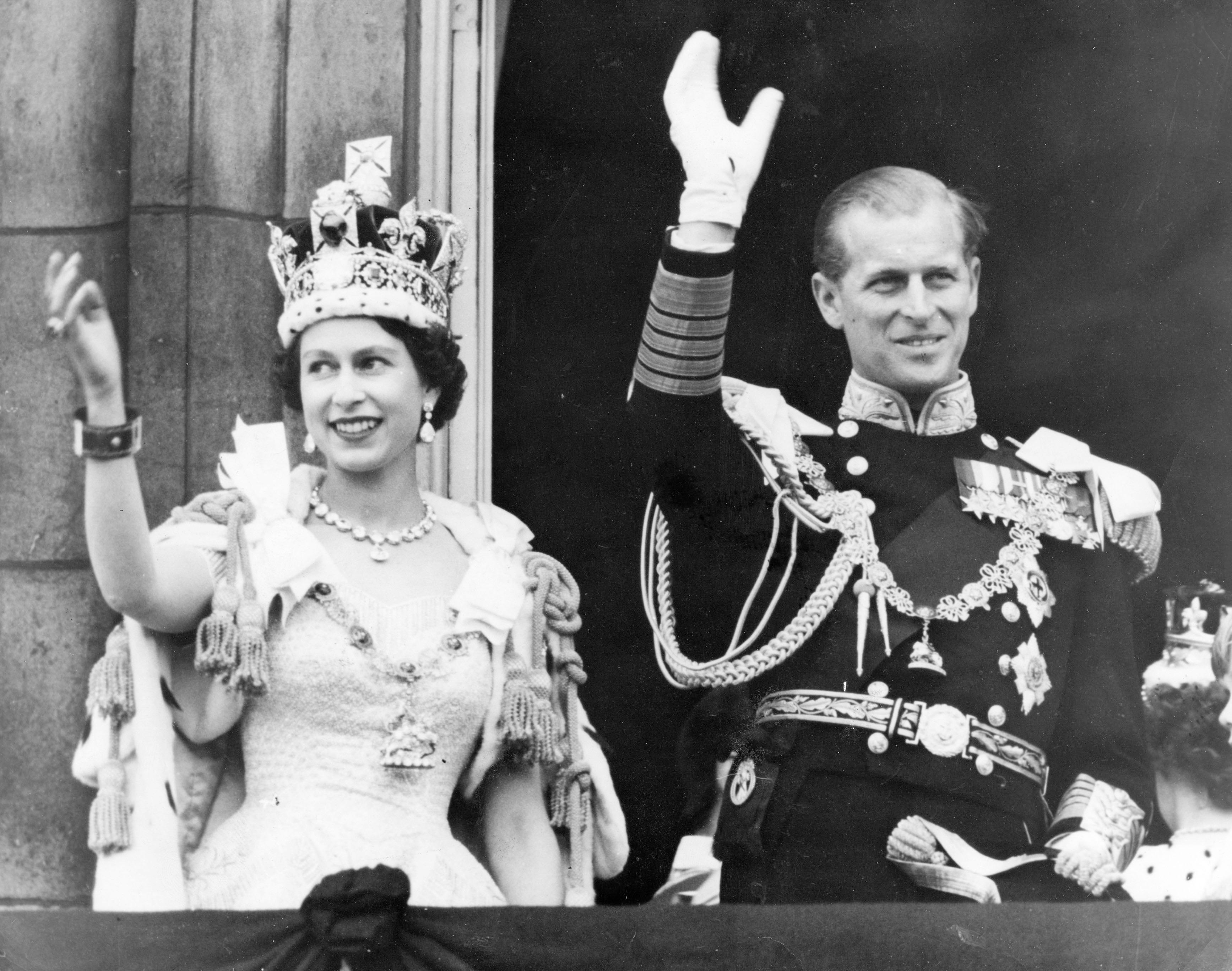Queen Elizabeth II and Prince Philip after her the Queen's coronation