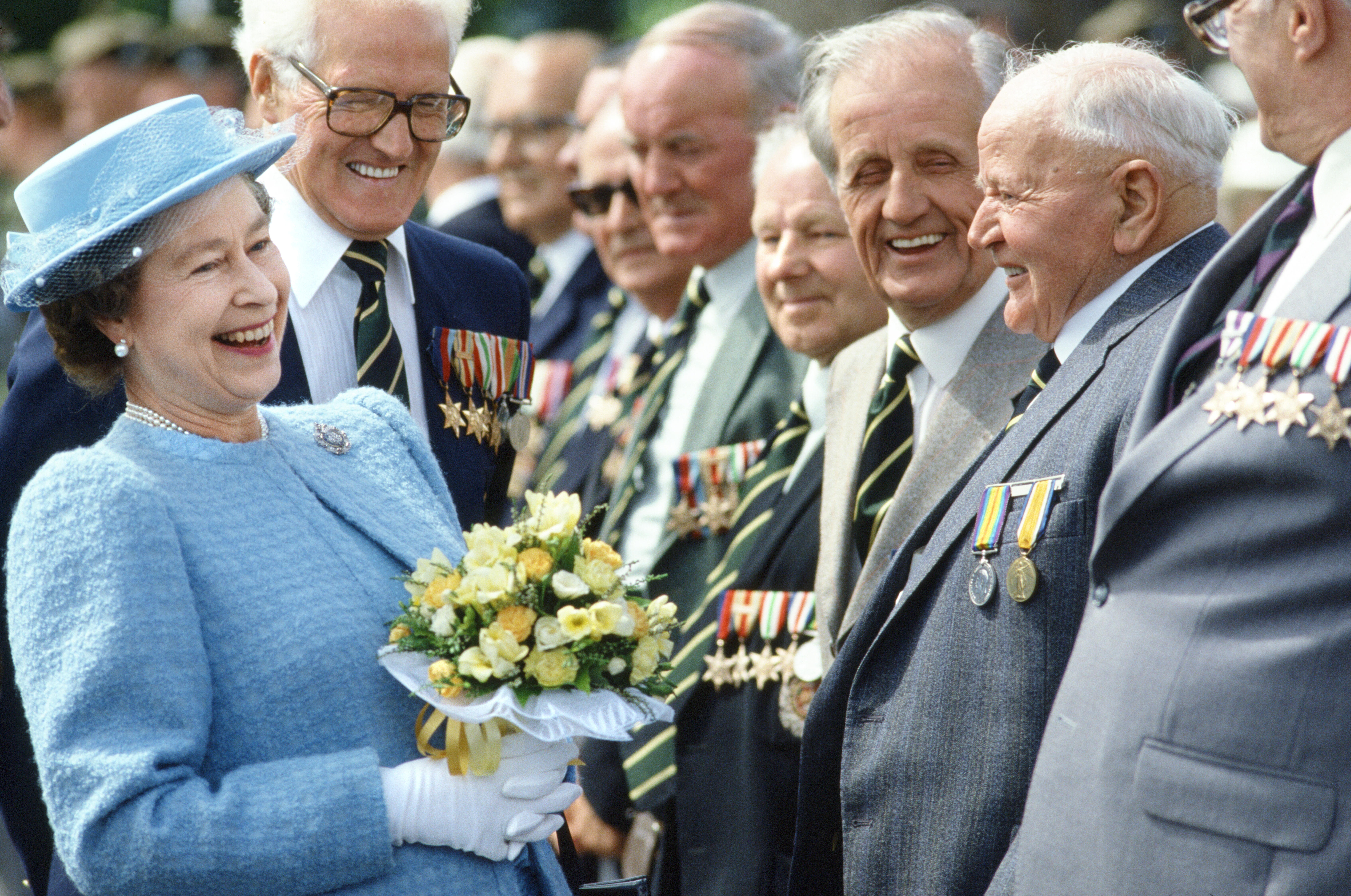 Queen Elizabeth II meeting war veterans at Stirling Castle, Scotland (Picture: Trinity Mirror/Mirrorpix/Alamy Stock Photo).