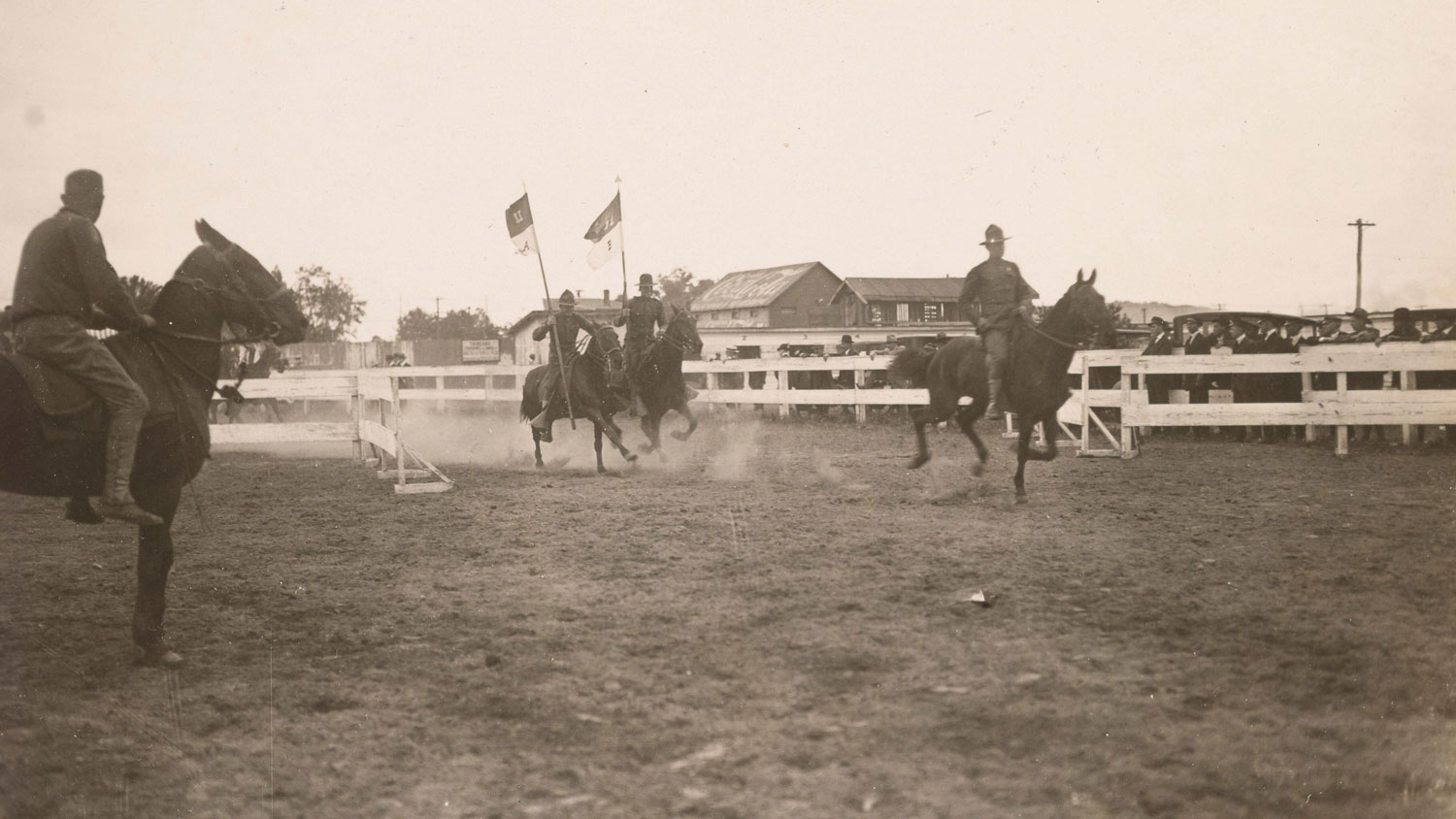 Image ID 2RC42MB Members of Troop A, 11th Cavalry showcase their skills at the National Horse Show in Washington, DC on 24 May 1919 CREDIT piemags/NSC / Alamy Stock Photo EXP 231124