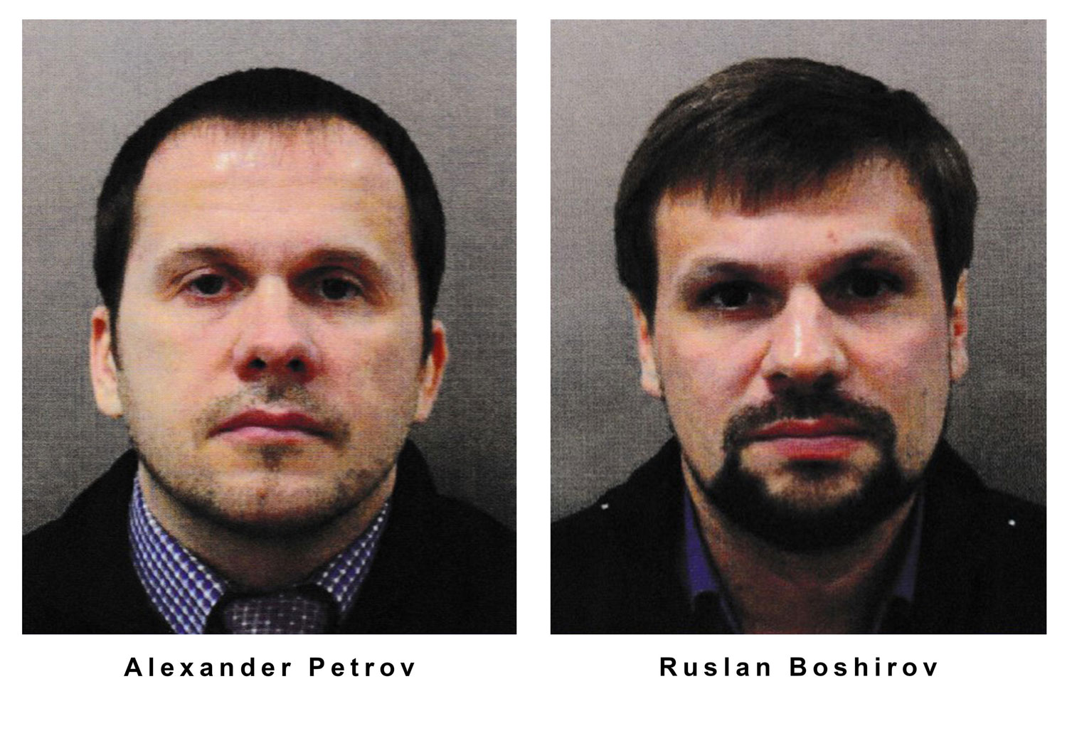 Image ID W0N2J5 Alexander Petrov and Ruslan Boshirov, suspects in the attempted murder of former Russian spy Sergei Skripal and his daughter Yulia CREDIT UPI Alamy Stock Photo EXP 01122023