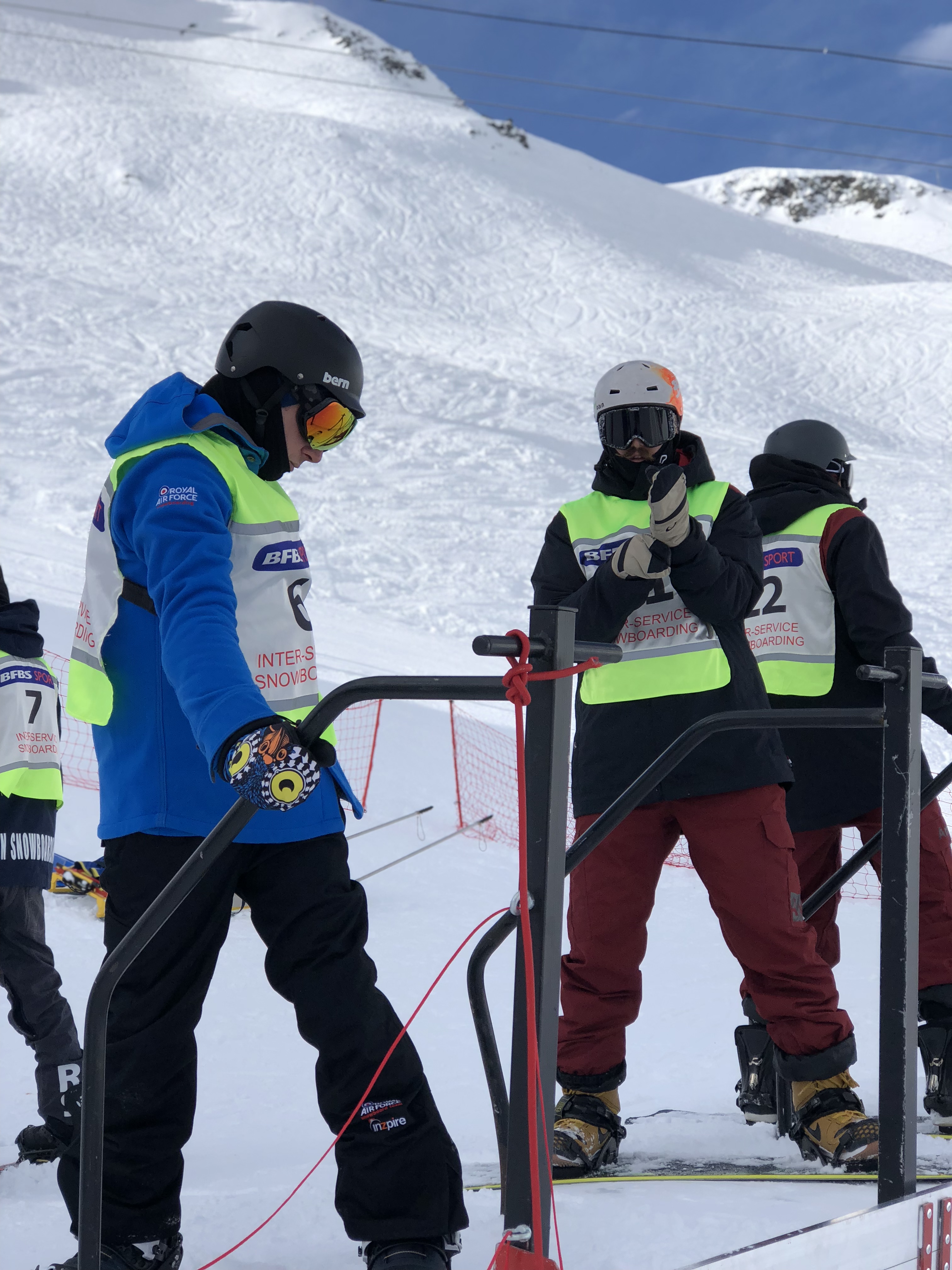 Snowboard Cross Competitors At Start Line In Meribel