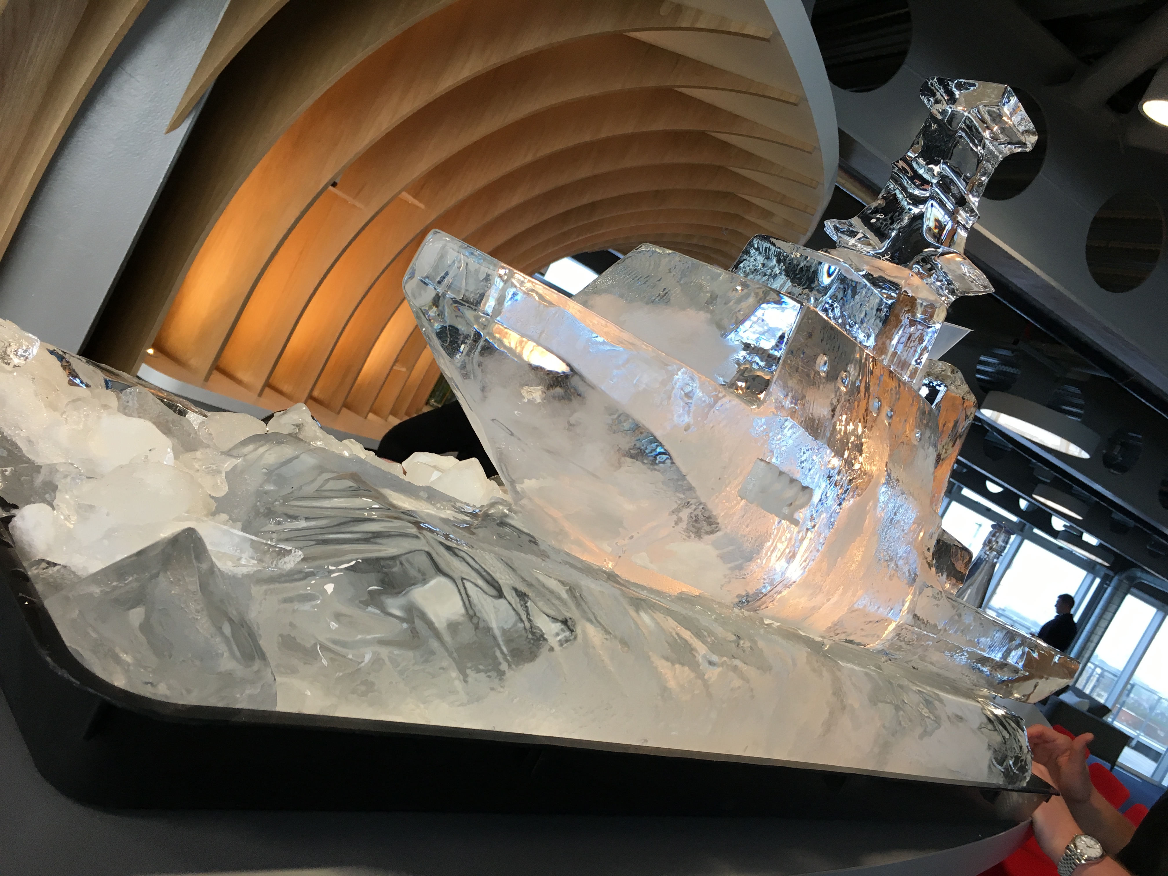 An ice sculpture of the HMS Forth Vessel