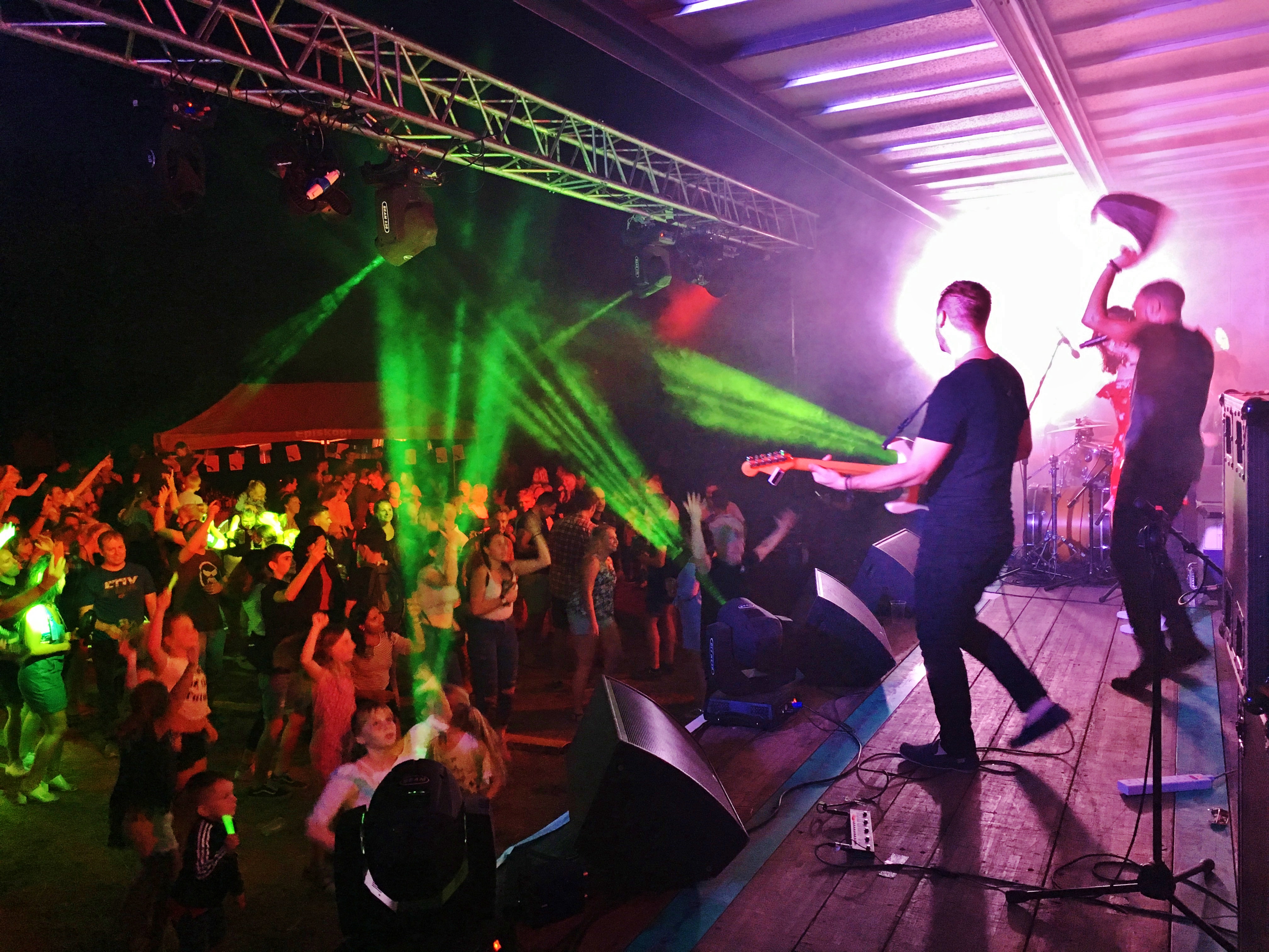 Bounce performing to the lively crowd at the RAF100 Station Fun day in Akrotiri