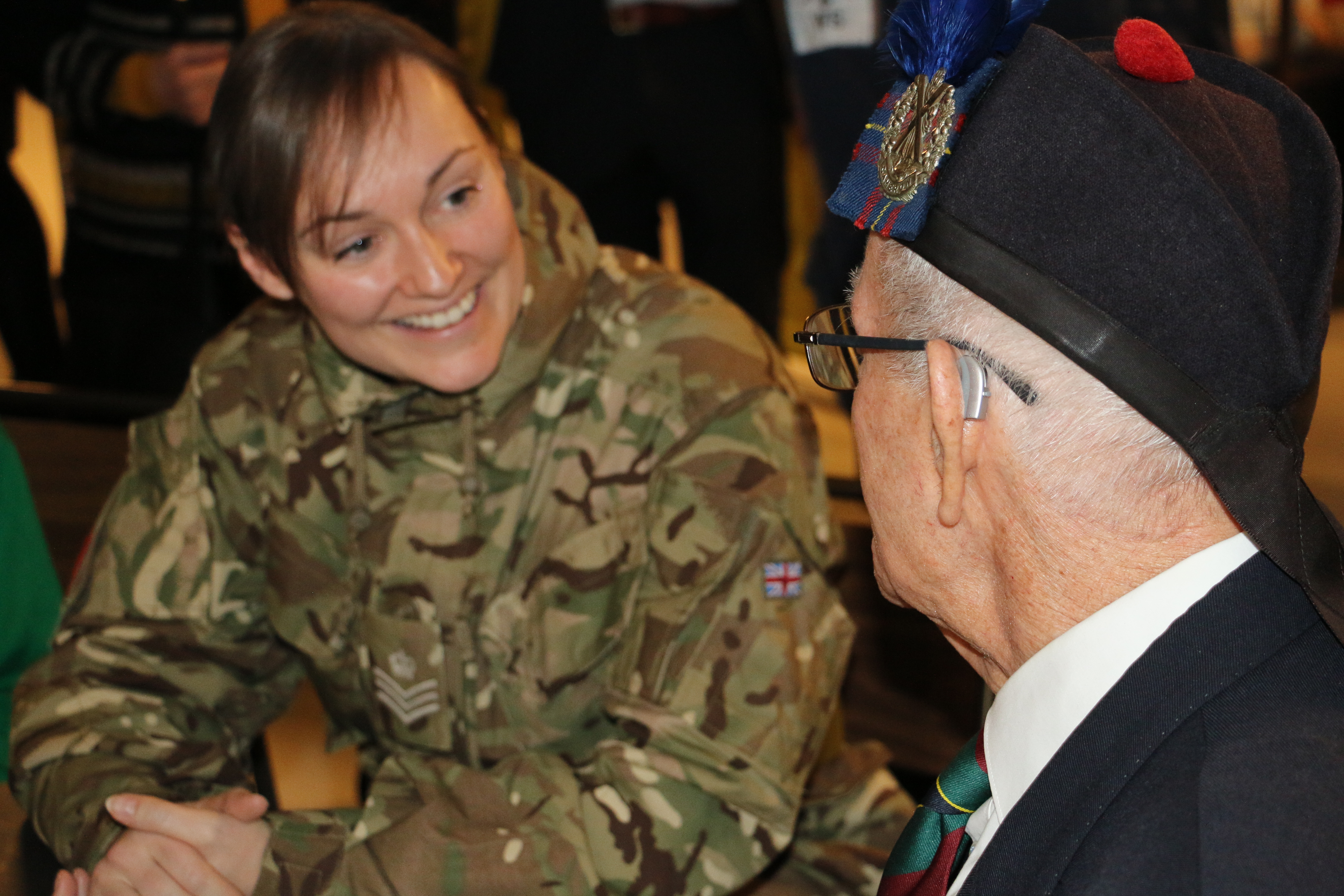 Staff Sergeant Stephanie Cotterill meets D-Day veteran Denis Hosgood.