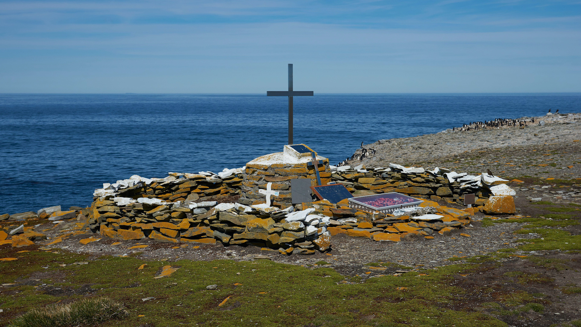 Memorial to HMS Sheffield on Sea Lion Island, Falkland Islands
