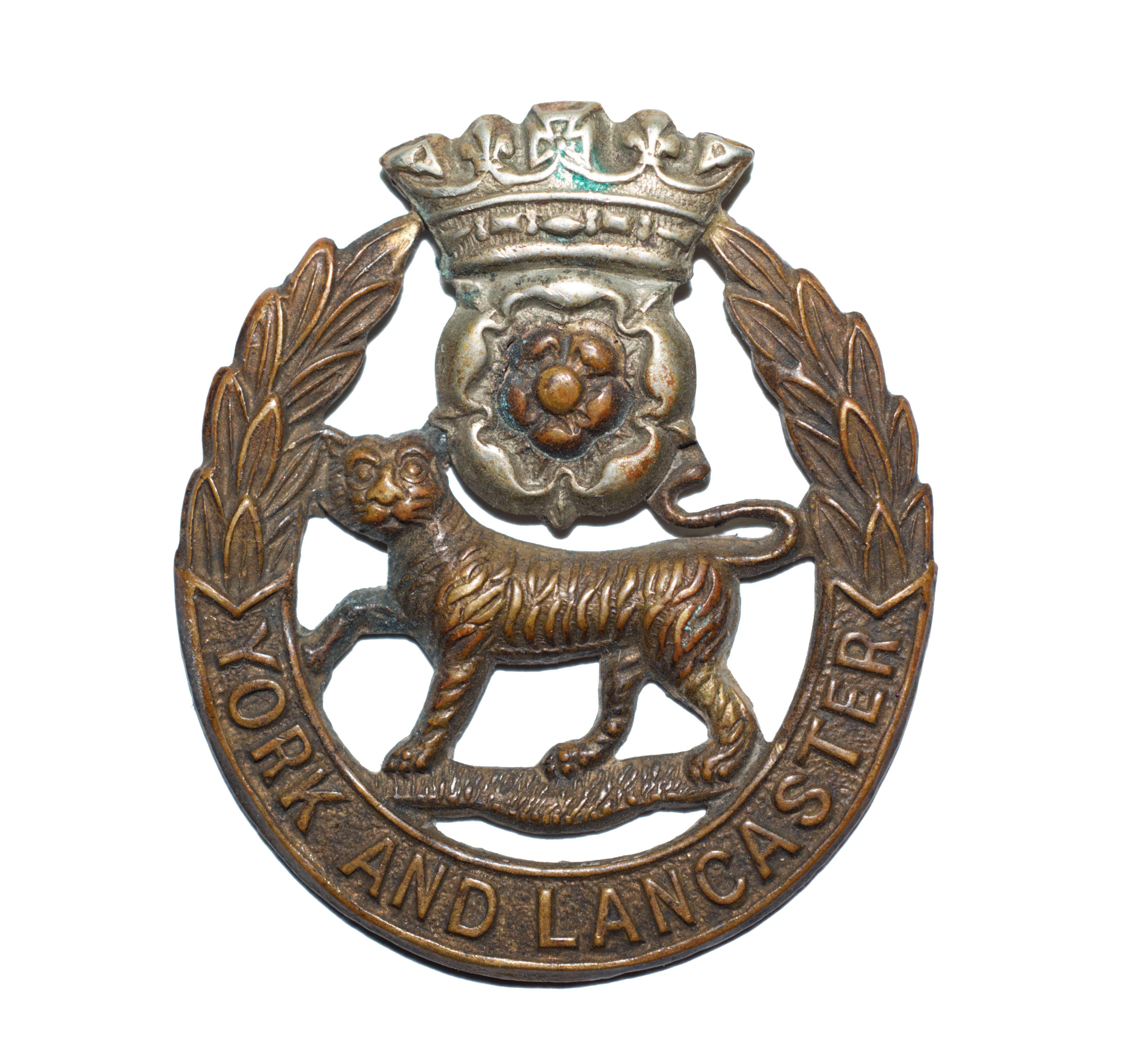 The cap badge of York and Lancaster Regiment as issued through both the First World War and Second World War up until 1968 (Picture: M Palmer/Alamy Stock Photo).