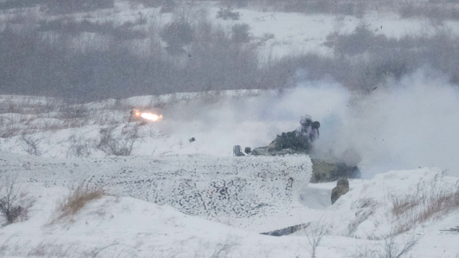Ukrainian service member fires a British-supplied NLAW during training earlier this year