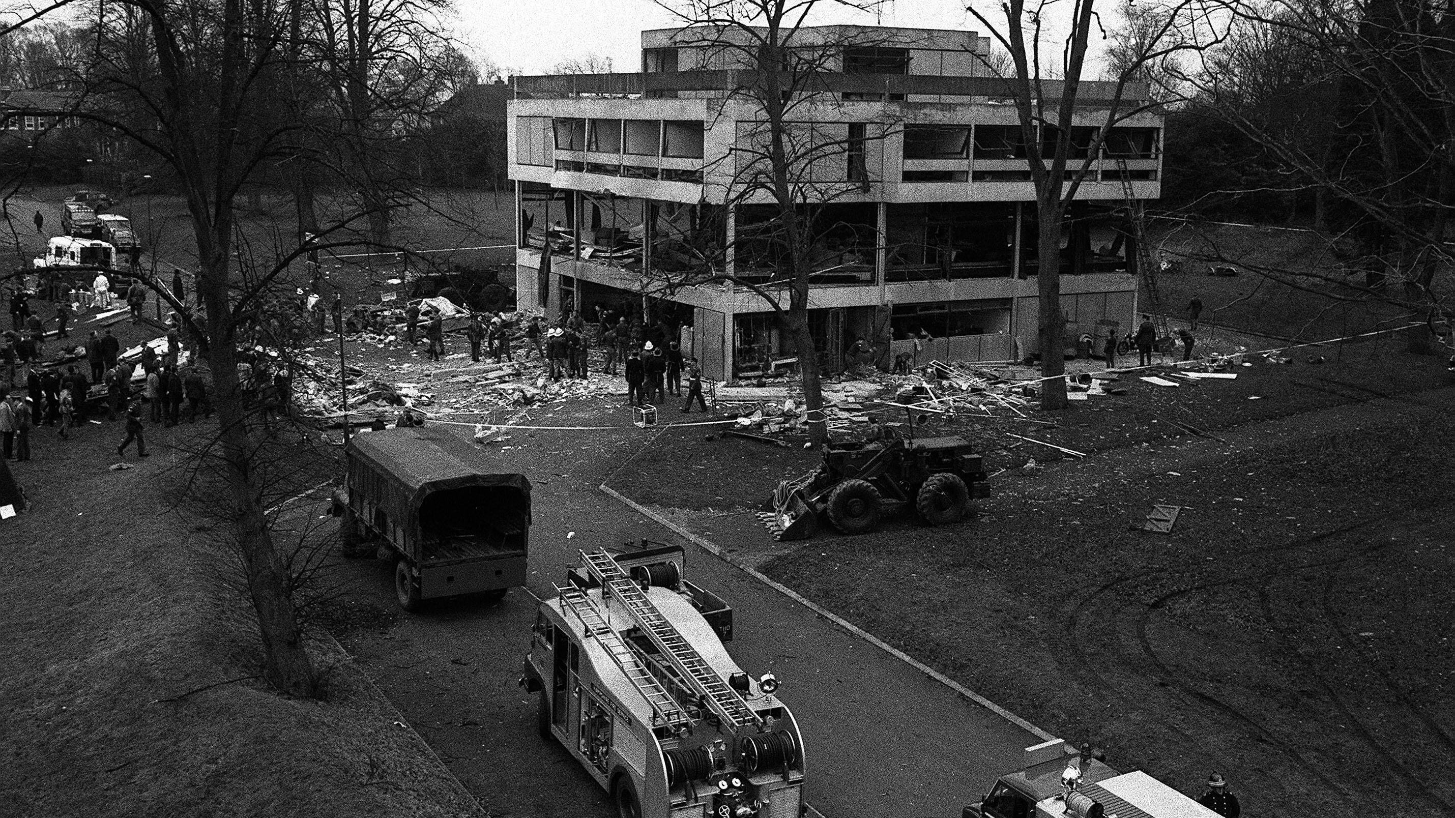 Image ID 2HPKTJ5 Aftermath from an IRA car bomb on 22 February 1972 at the 16th Parachute Brigade Officers Mess at Aldershot Barracks CREDIT PA Images Alamy Stock Photo EXP 22.02.24