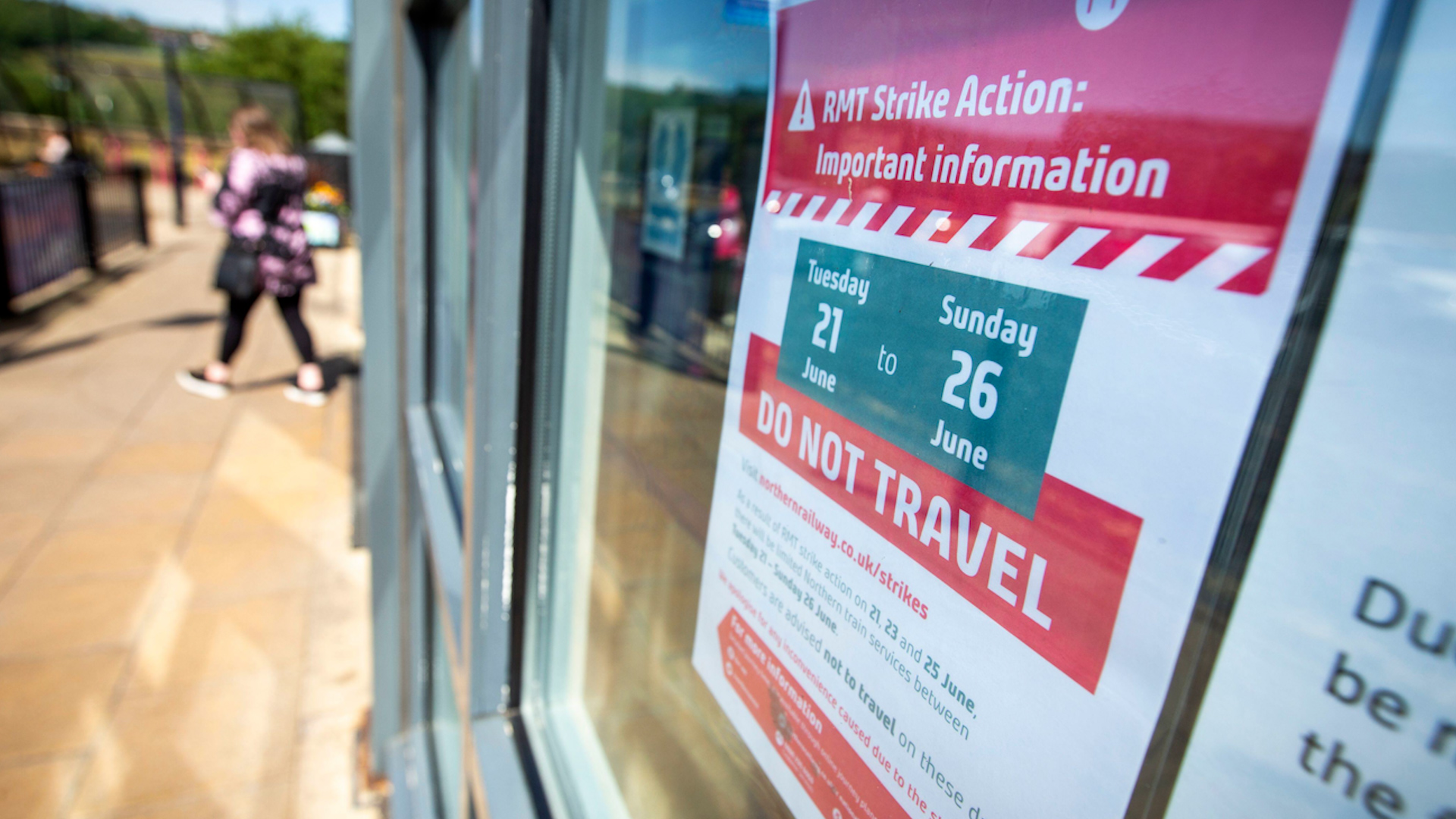  RMT Strike Action sign at Halifax station