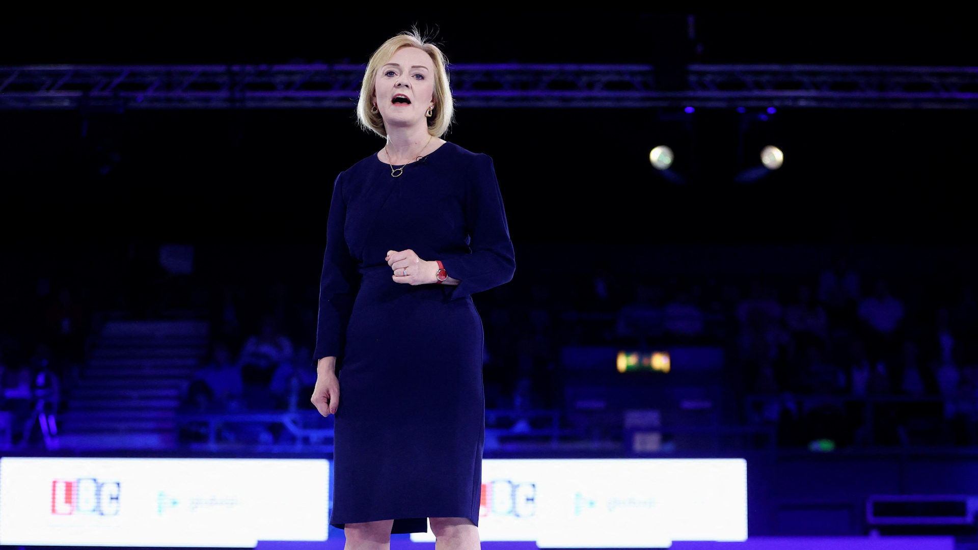 Conservative leadership candidate Liz Truss speaks at a hustings event during the Tory leadership campaign in London (Picture: REUTERS/Hannah McKay).