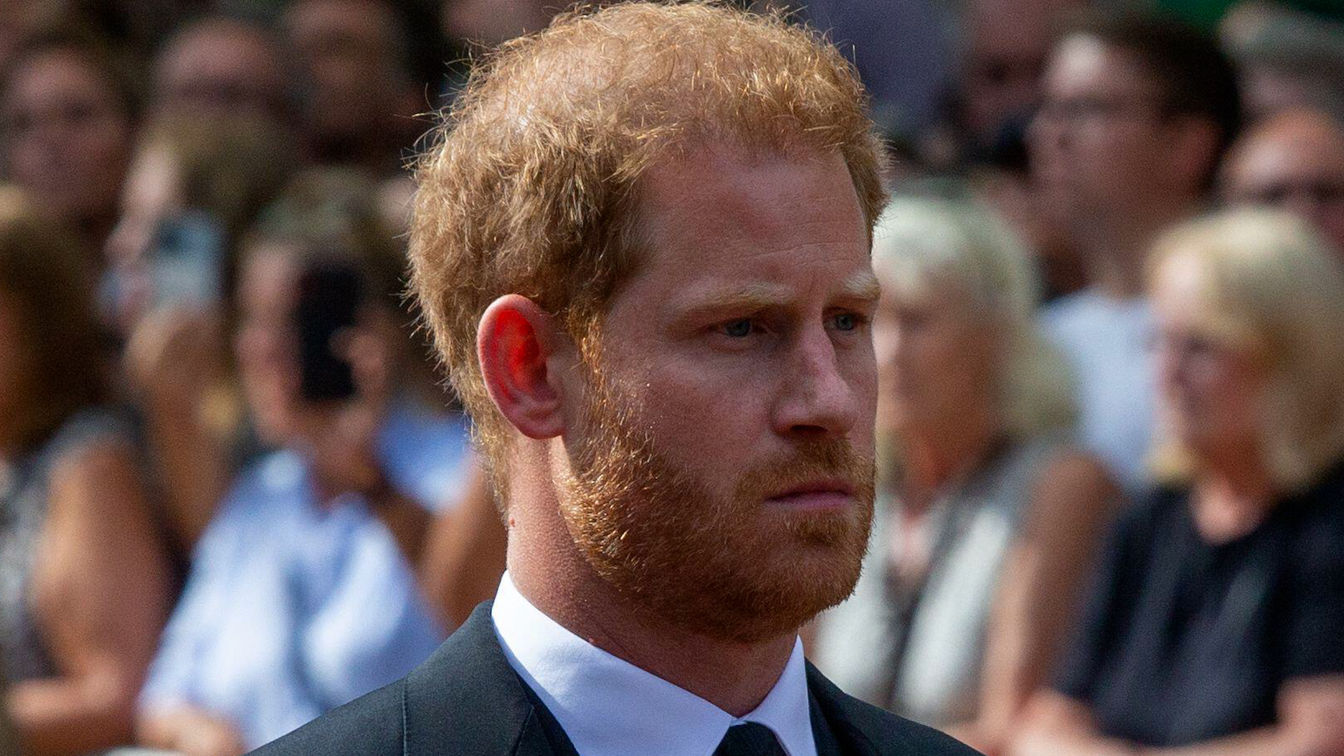 Prince Harry follows the coffin of Queen Elizabeth II (Picture: Zuma Press Inc/Alamy Stock Photo).