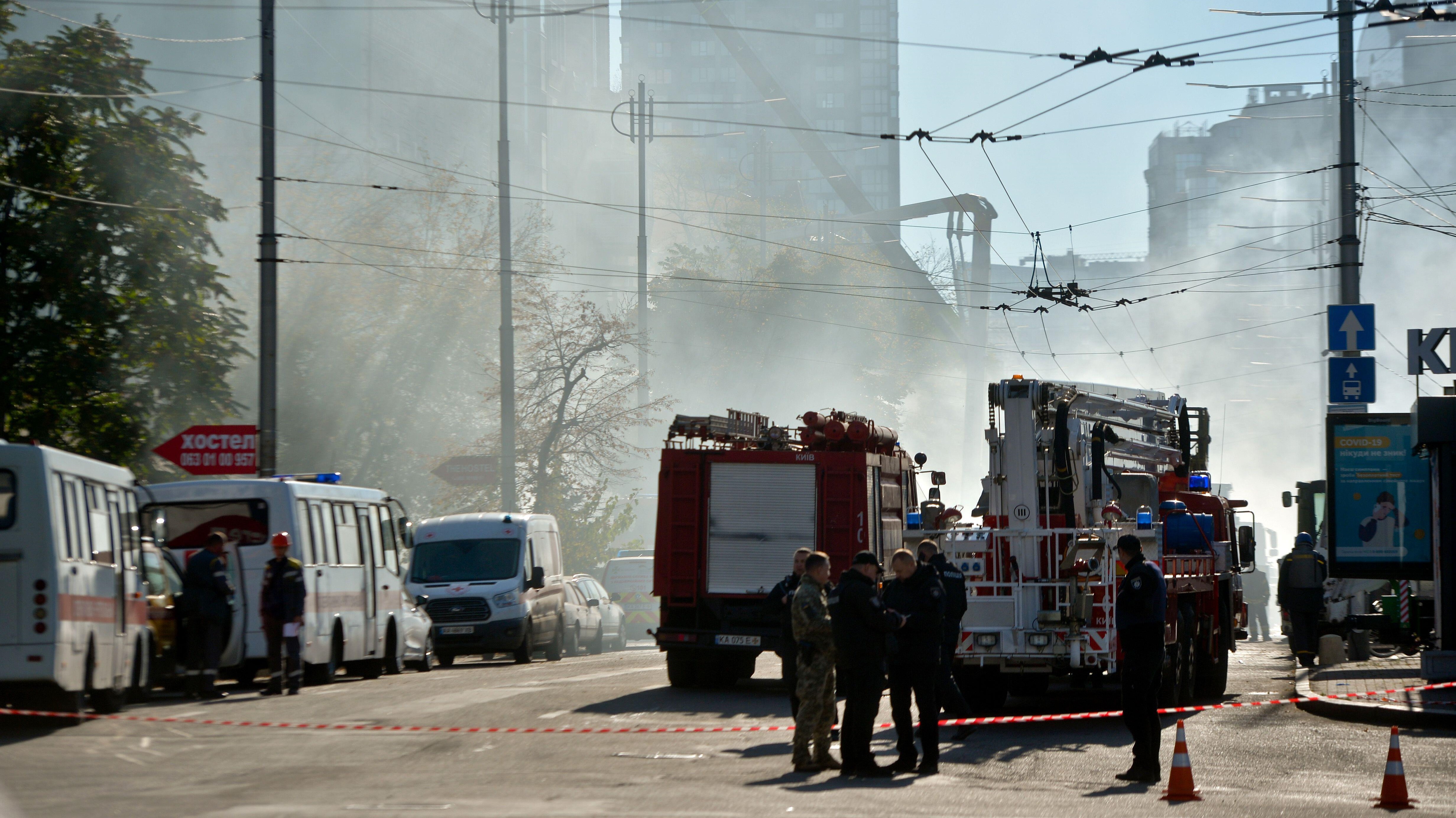 The consequences of a Russian kamikaze drone strike on Kyiv