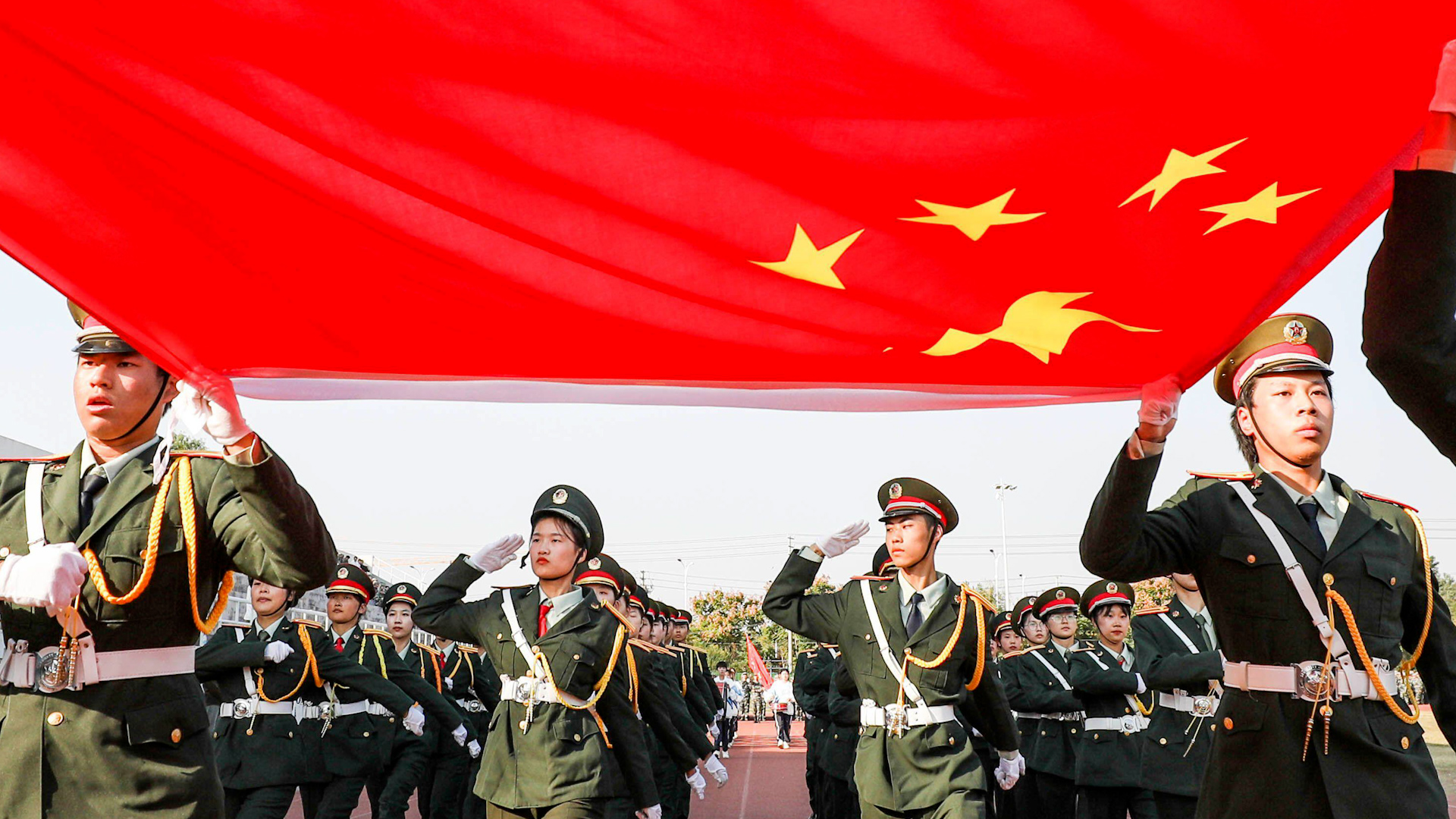 Chinese military training demonstration in Huai 'an, Jiangsu province