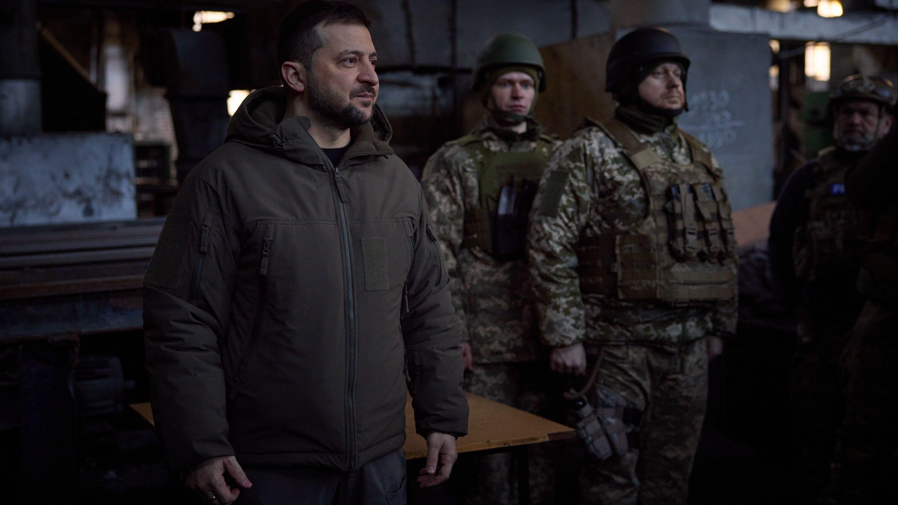 Ukrainian President ZELENSKY, with troops in the besieged eastern city of Bakhmut 