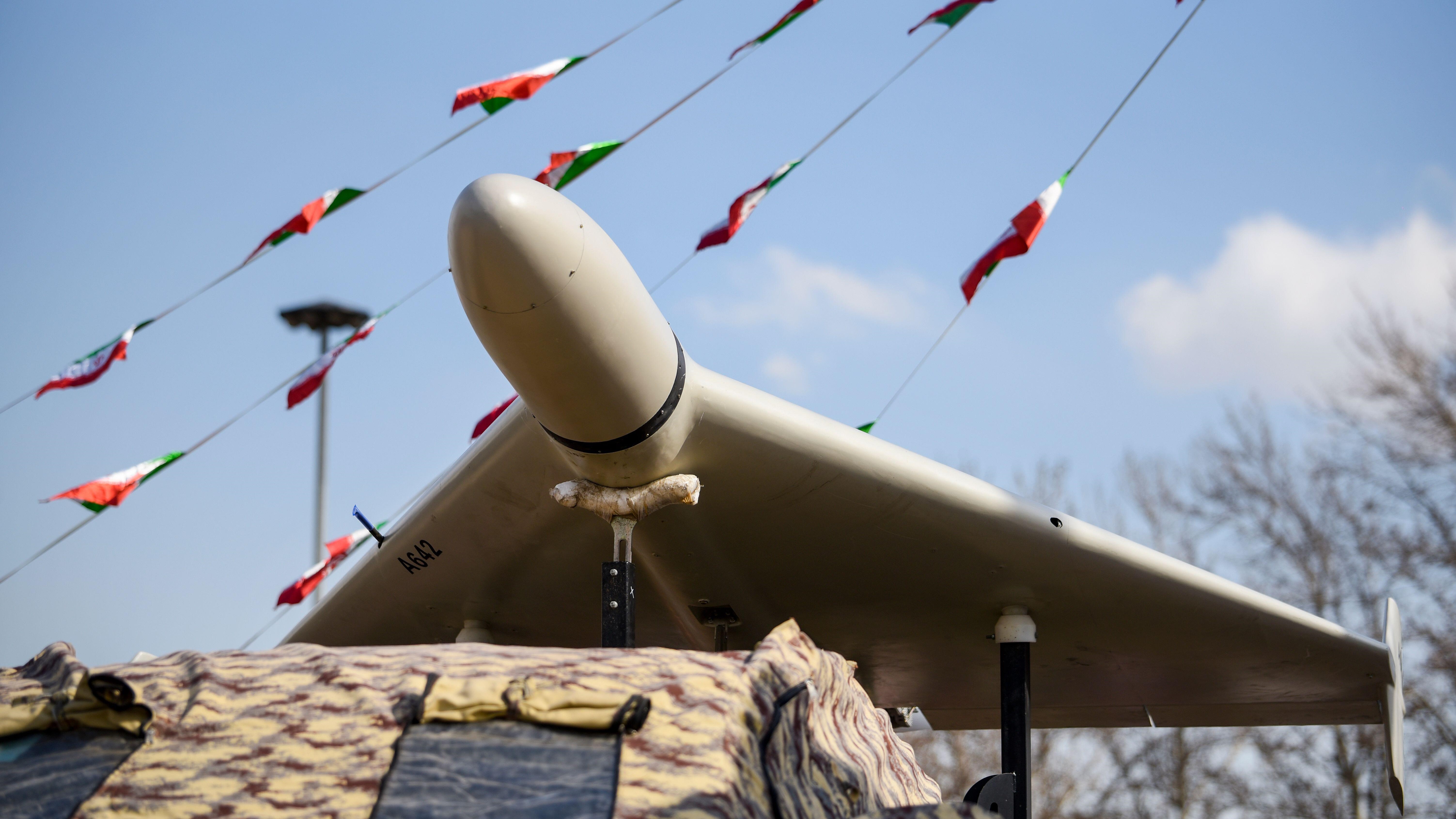 Image ID 2N8T5F7 Iranian domestically built drone, Shahed 136 on display 11022023 CREDIT Sobhan Farajvan,Pacific Press,ZUMA Press Wire, Alamy EXP 13062023.jpg