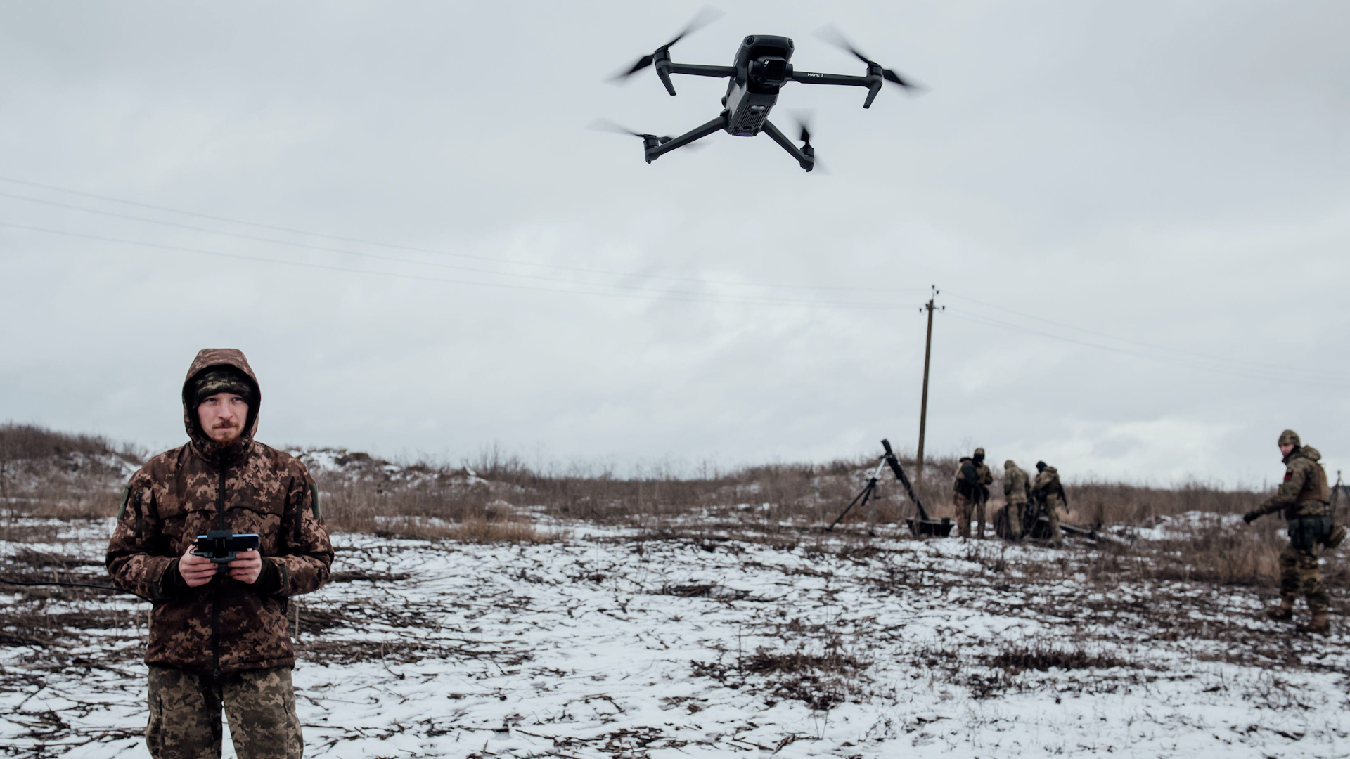 drone pilot in the Ukrainian army, trains to fly unmanned aircraft in the Donetsk Oblast 