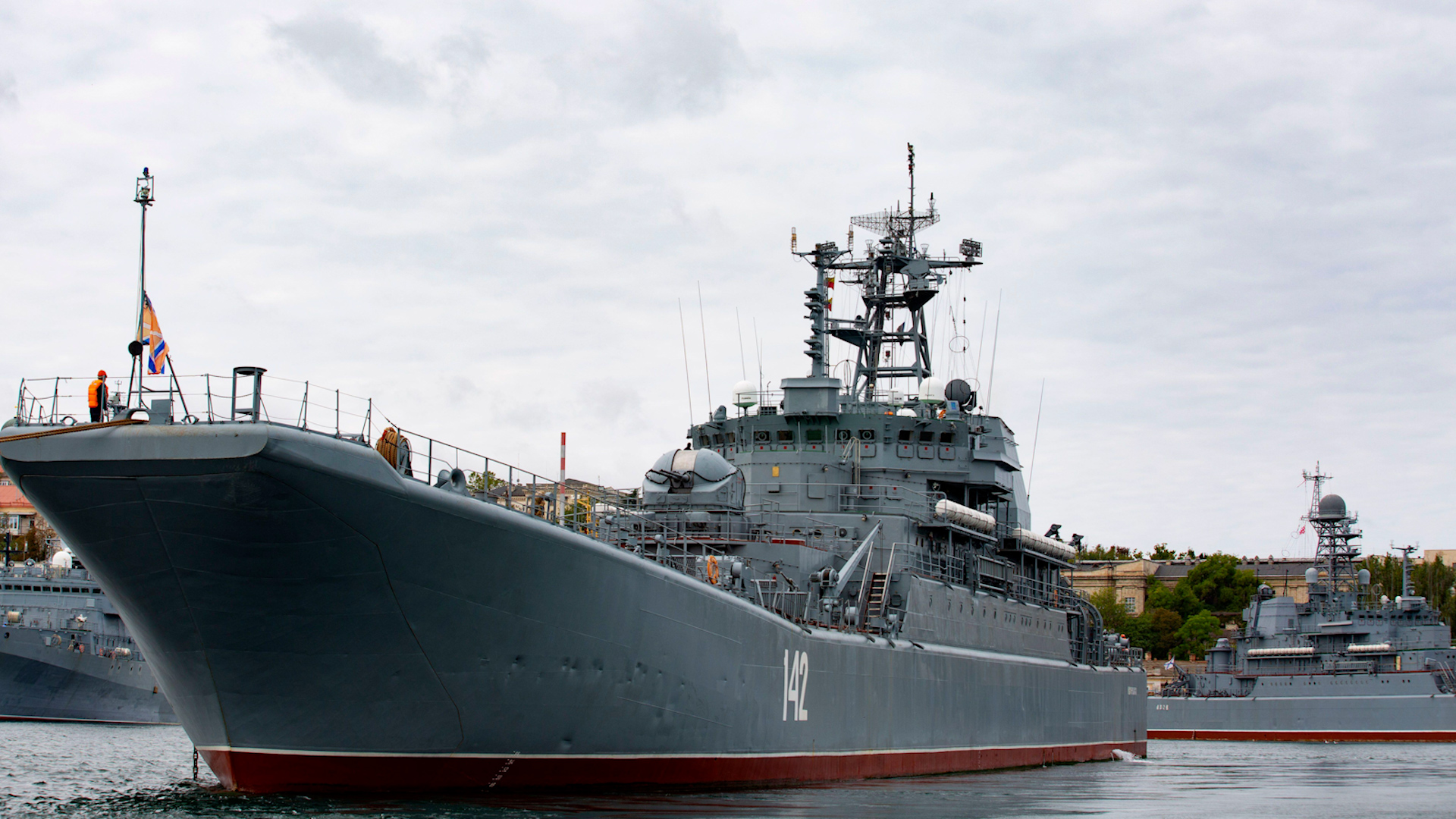 Russia's Novocherkassk warship was completely destroyed by a Ukrainian air strike on Christmas Day (Picture: Zuma Press/Alamy Stock Photo).
