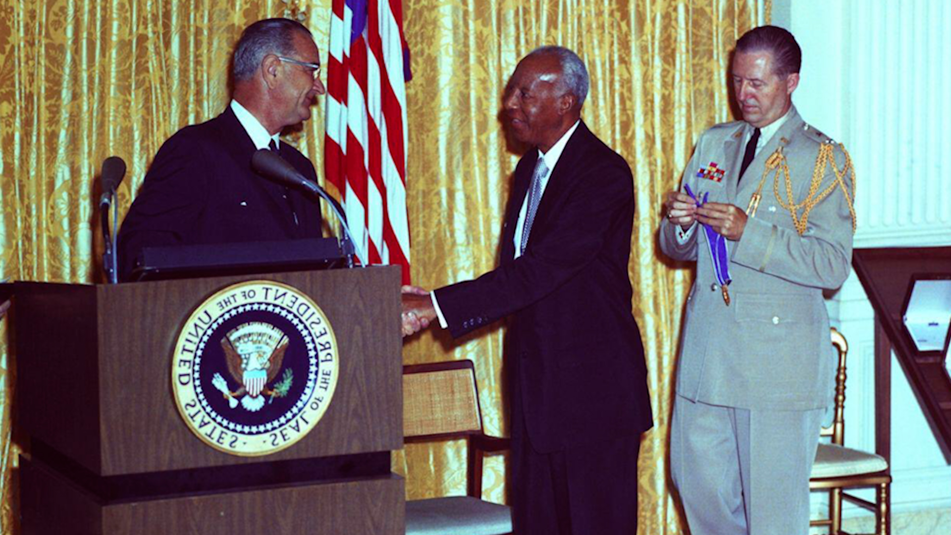 President Lyndon B. Johnson Awards the Medal of Freedom to A. Philip Randolph