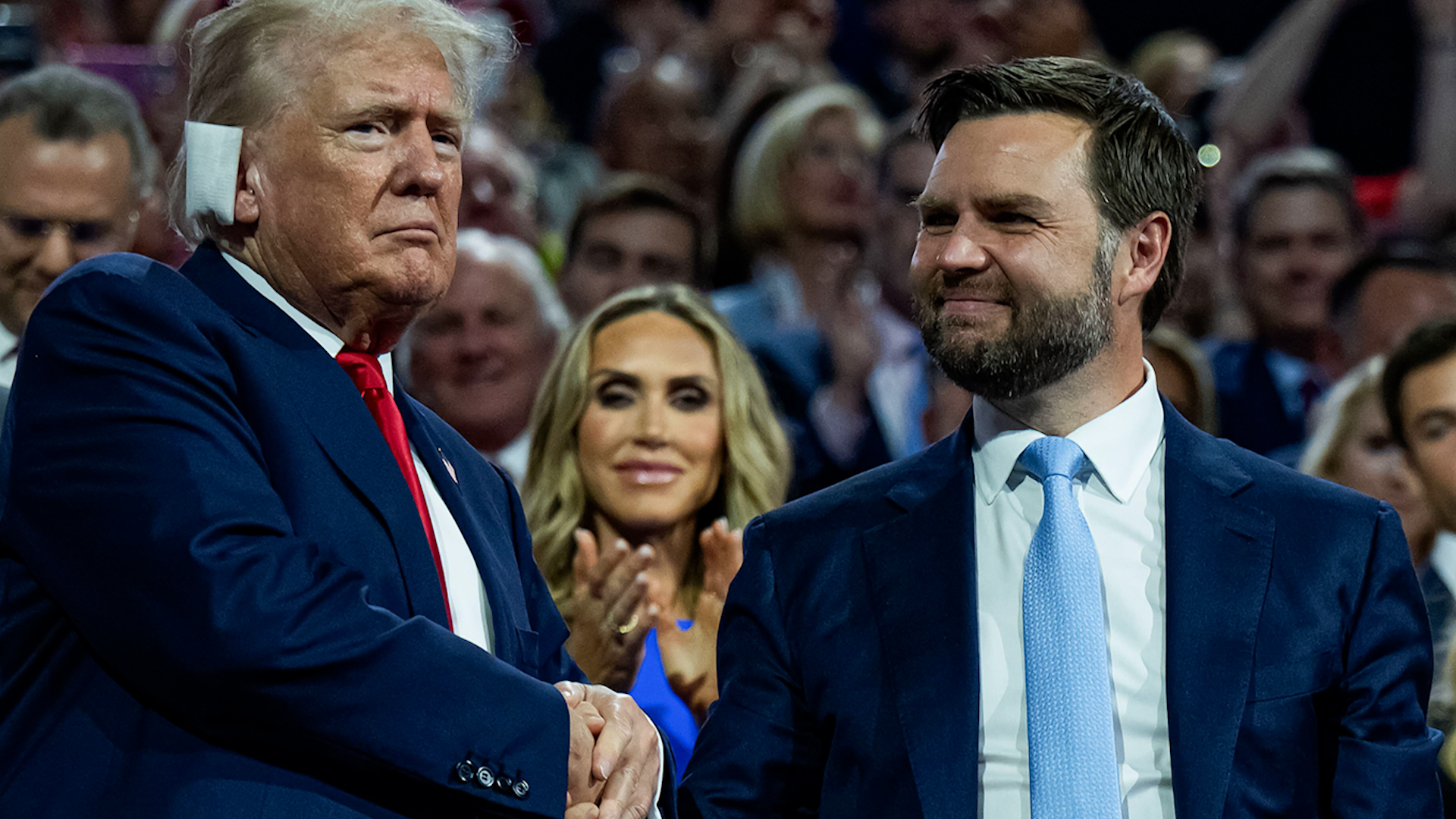 JD Vance (right) was announced as Donald Trump's running mate on Monday (Picture: Alamy)