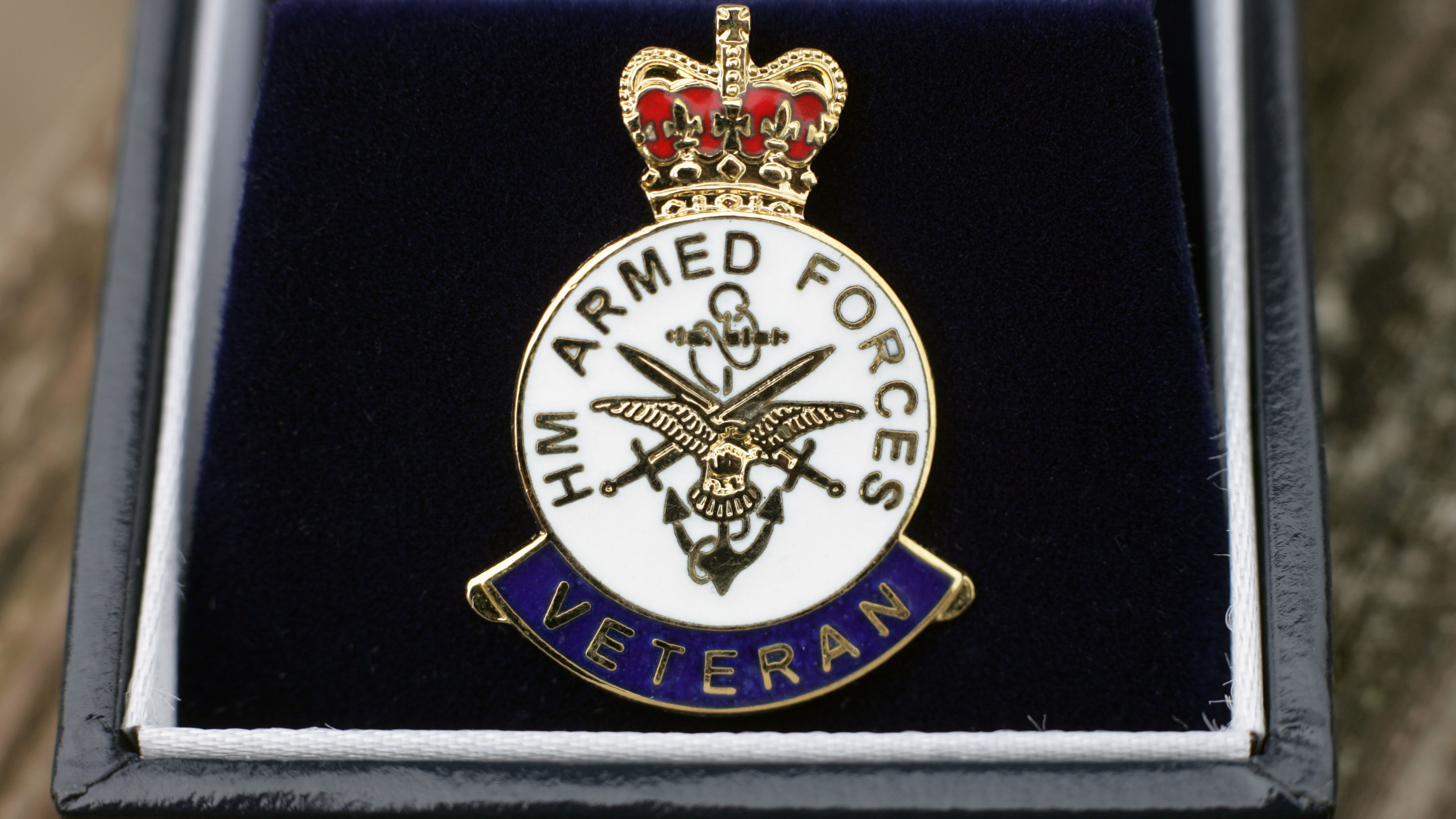Image ID B1YFMN UK armed forces veterans lapel badge EXP 041123 CREDIT Alamy.jpg