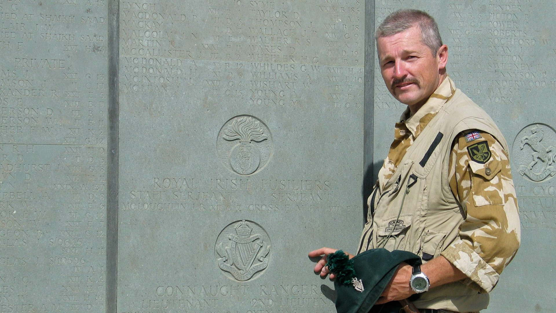 Colonel Tim Collins inspects the lost memorial at Al Amara in Iraq