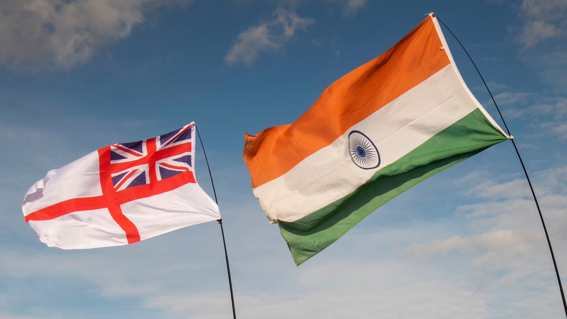 The White Ensign and Indian flag together Picture: Neil McAllister/Alamy Stock Photo).