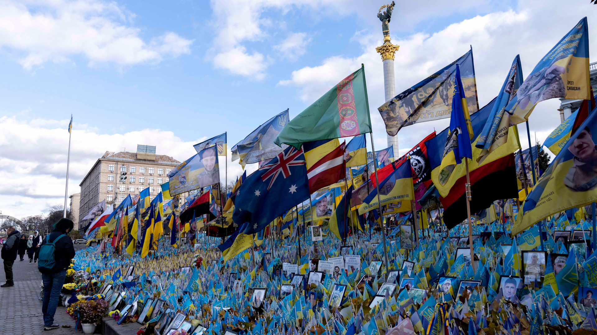 Flags for the fallen in Kyiv's Independence Square
