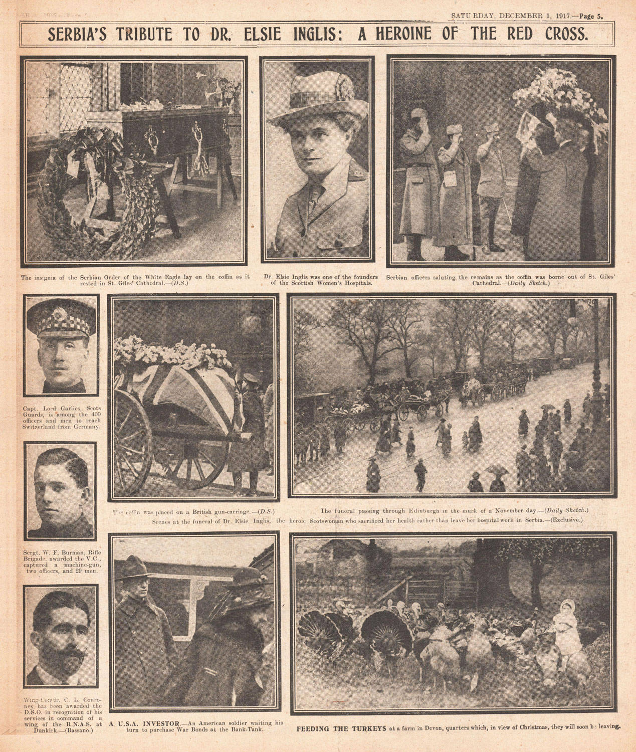 Image ID 2E5HC90 1917 Daily Sketch article about the funeral of Dr Elsie Inglis NO REUSE CREDIT John Frost Newspapers Alamy Stock Photo