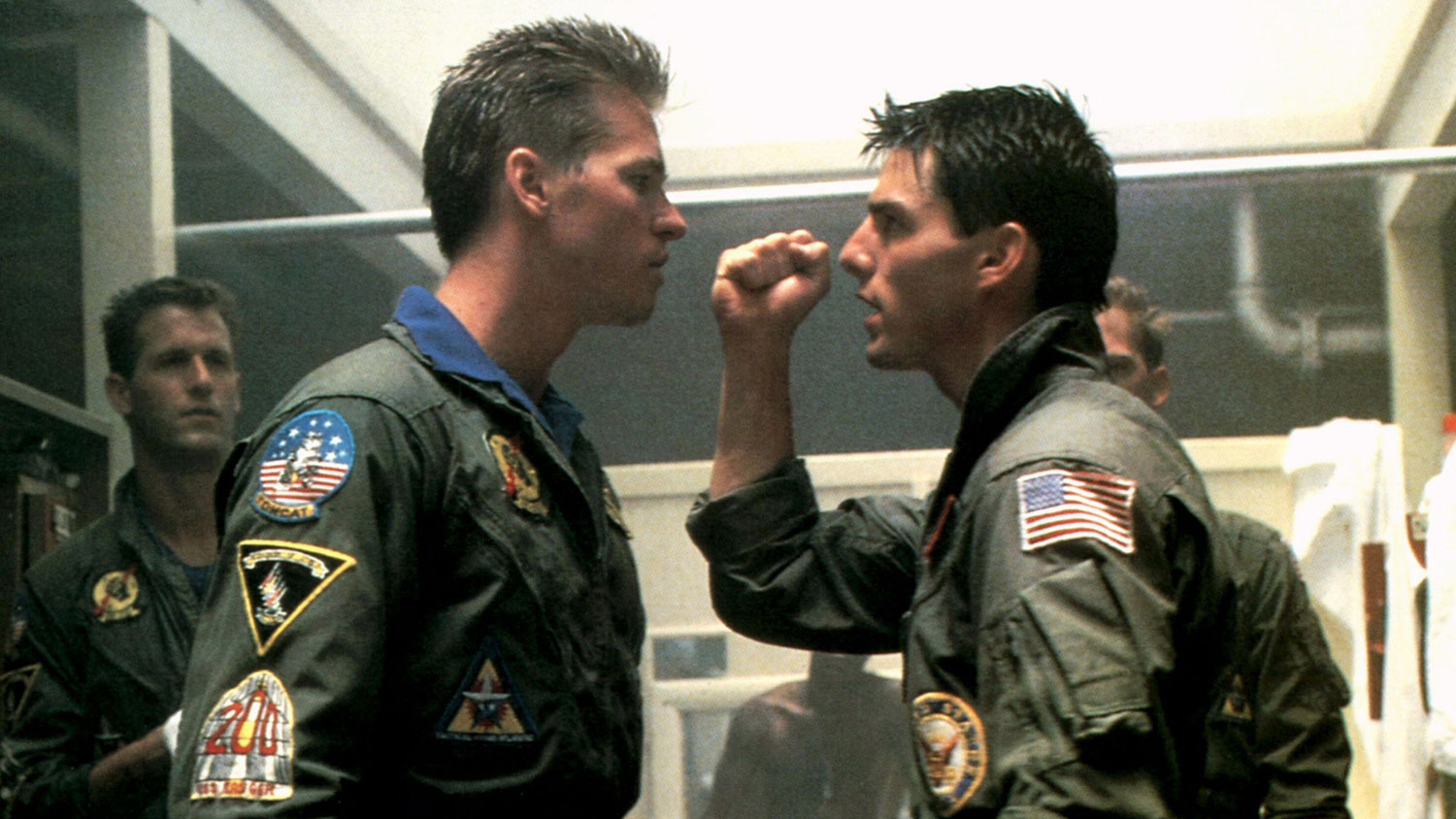 Image ID 3A118FT Top Gun's Val Kilmer and Tom Cruise NO REUSE CREDIT FlixPix Alamy Stock Photo