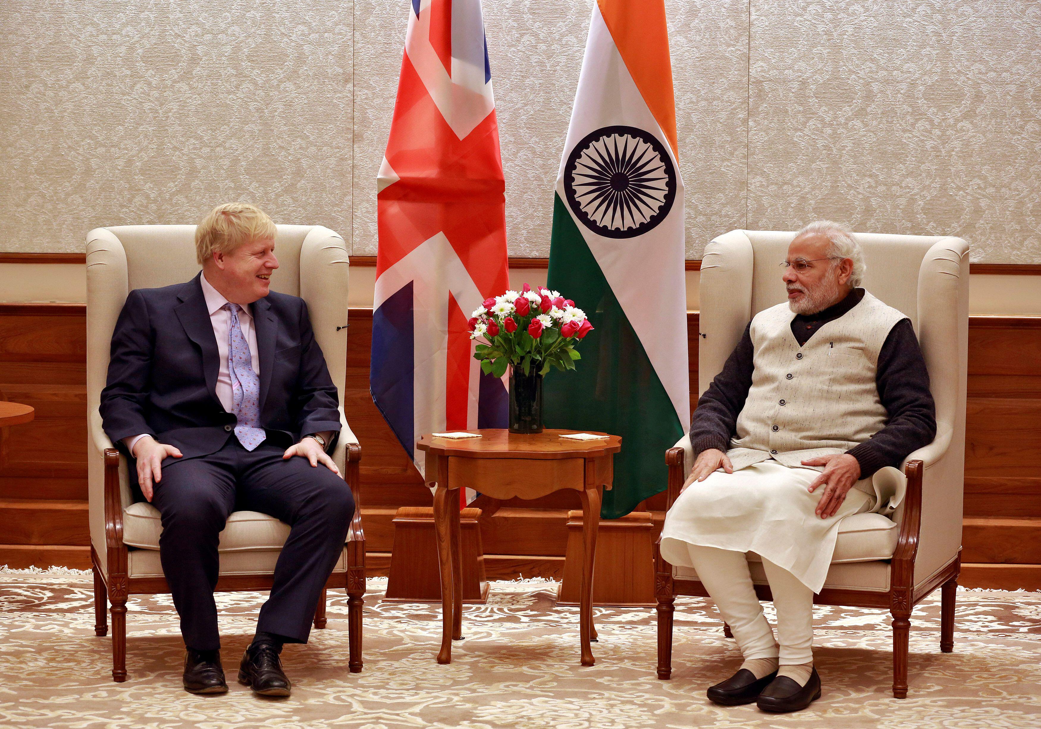 Boris Johnson and Narendra Modi pictured in 2017, when Mr Johnson was Foreign Secretary (Picture: Alamy).